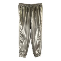 RALPH LAUREN Taille L Silver Satin Joggers Casual Pants