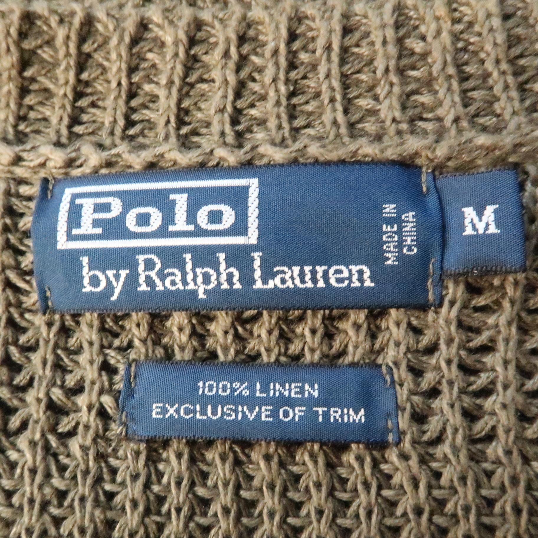 RALPH LAUREN Size L Tan Ribbed Knit Camel Hair Blend Buttoned Cardigan 2