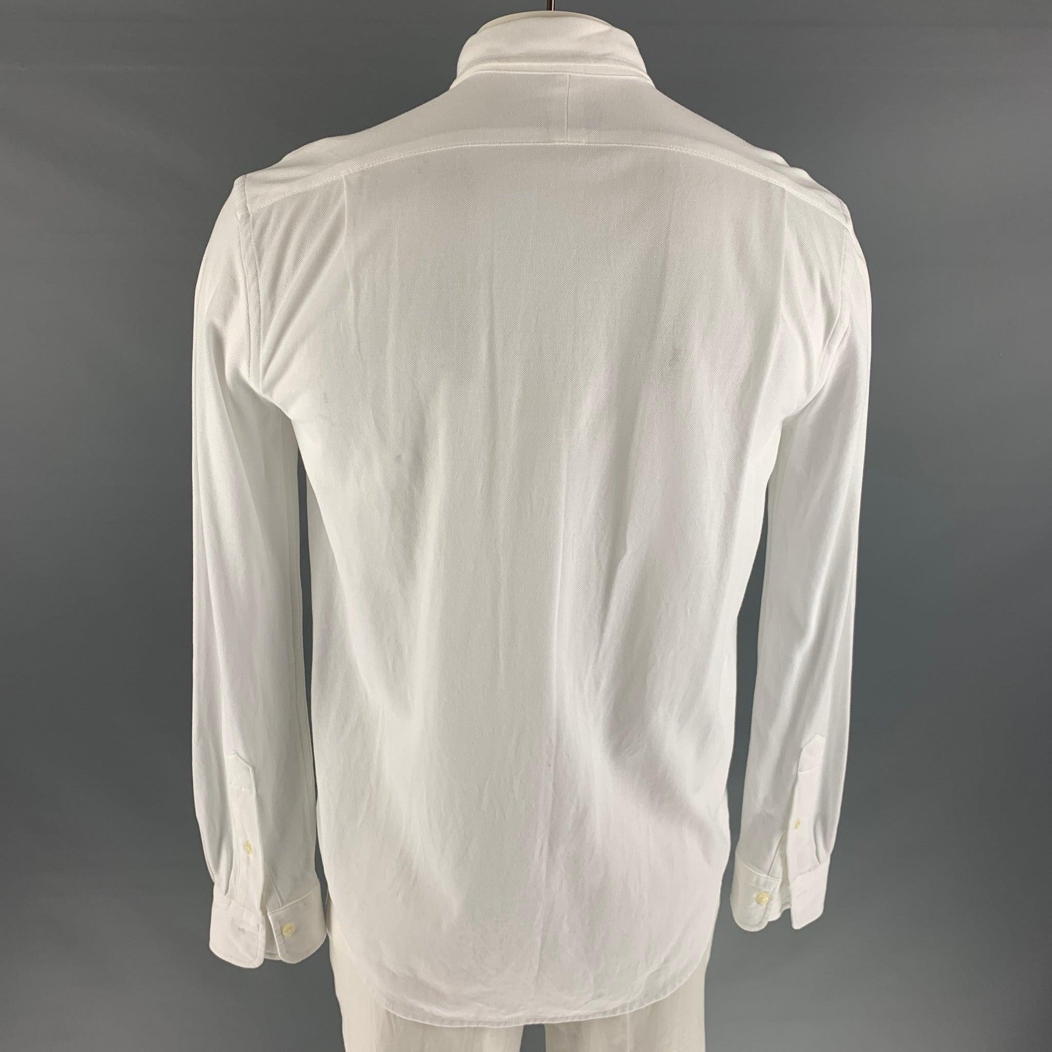 RALPH LAUREN Size L White Solid Cotton Button Up Long Sleeve Shirt In Good Condition For Sale In San Francisco, CA