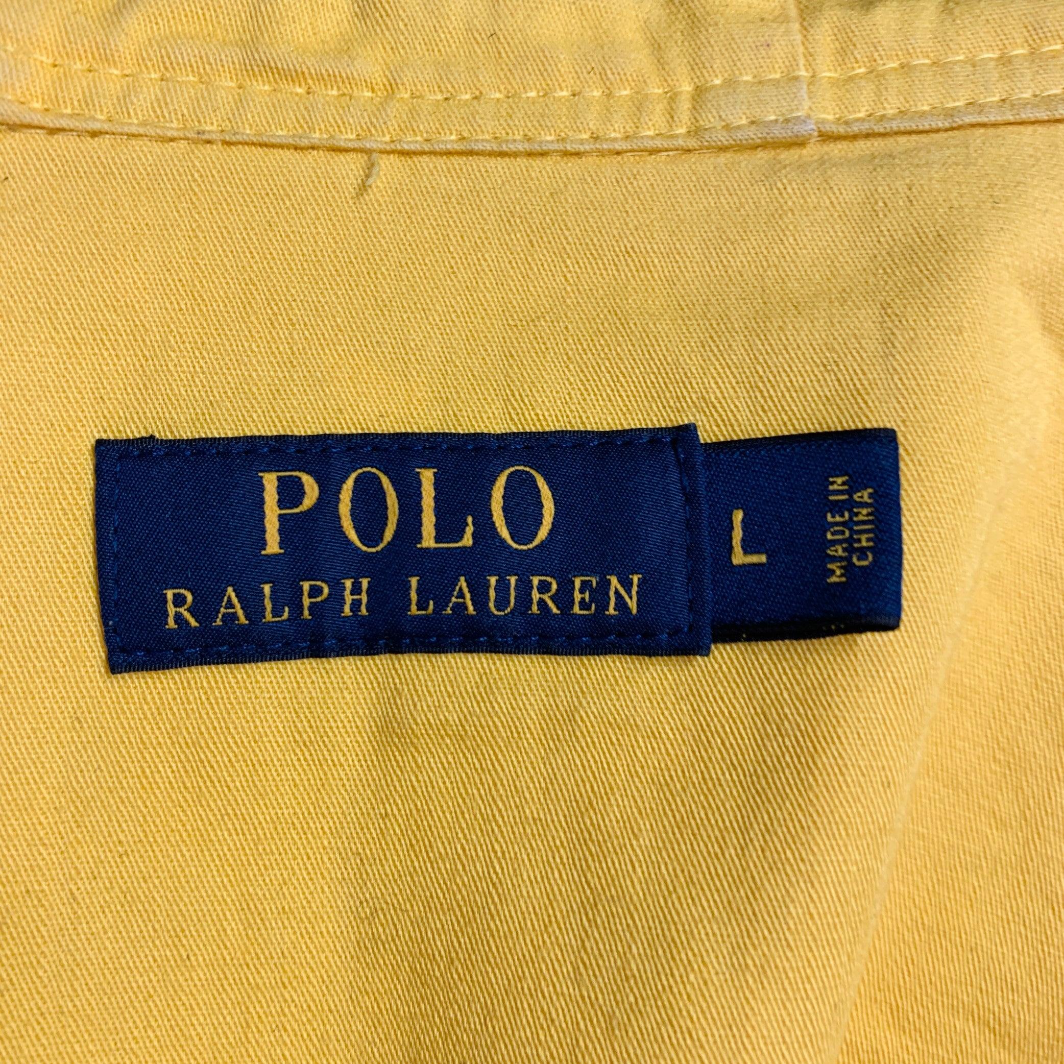 RALPH LAUREN Size L Yellow Polyester Hooded Utility Jacket For Sale 6