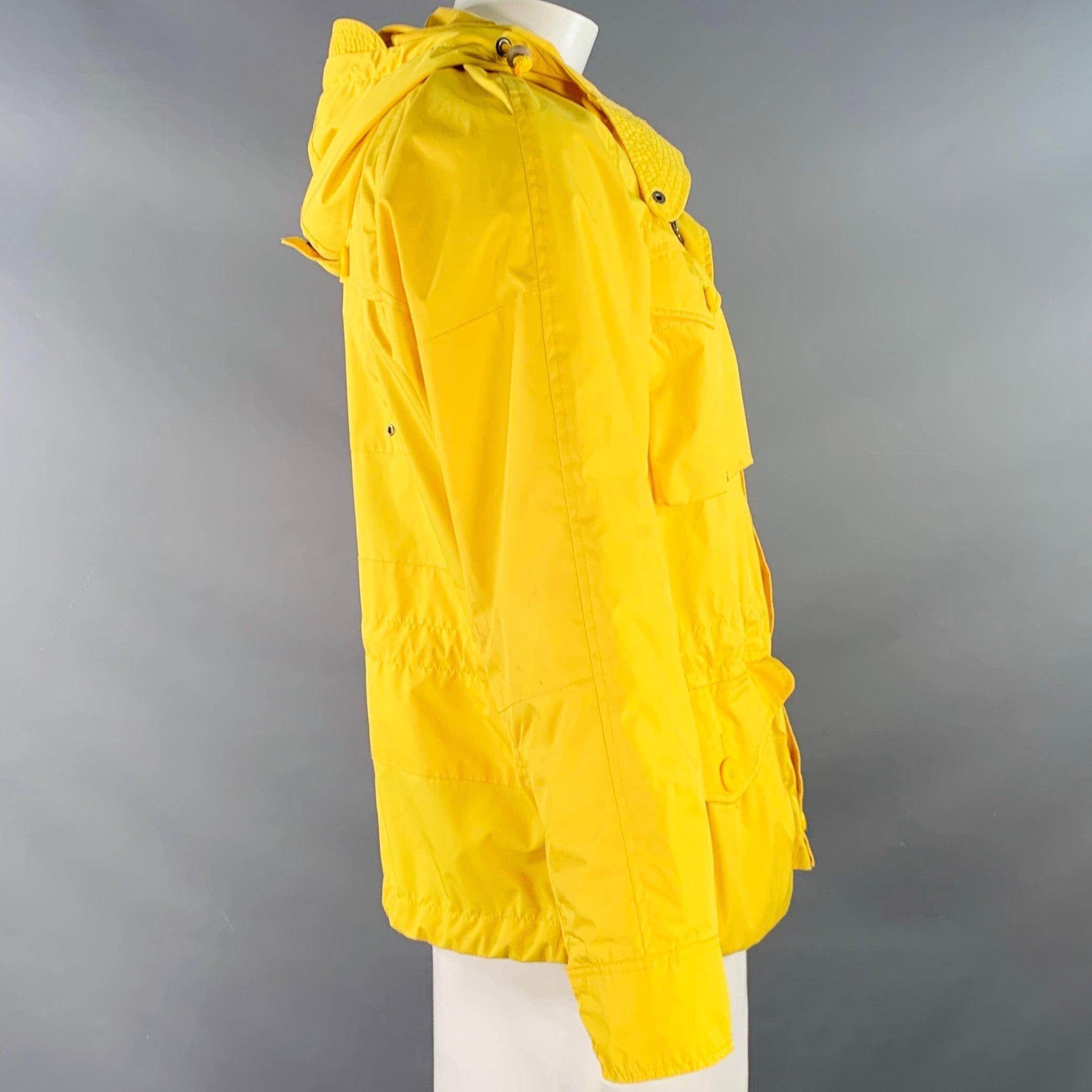 RALPH LAUREN Size L Yellow Polyester Hooded Utility Jacket In Good Condition For Sale In San Francisco, CA