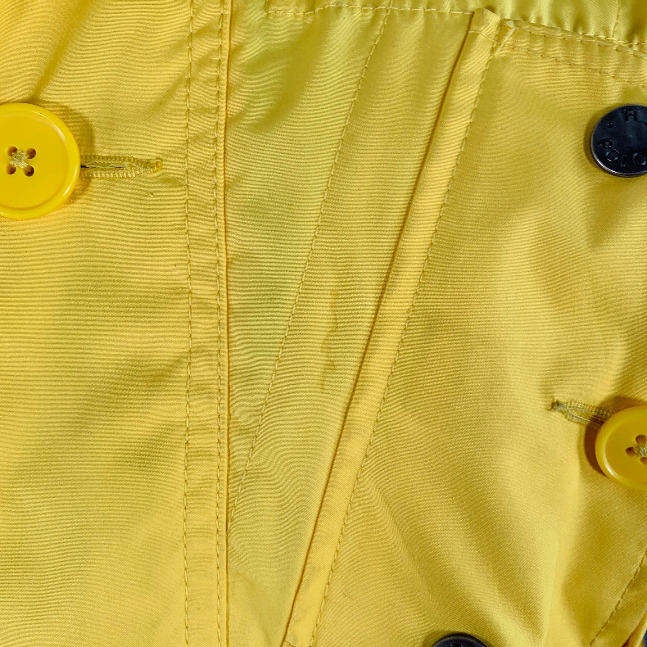 RALPH LAUREN Size L Yellow Polyester Hooded Utility Jacket For Sale 4