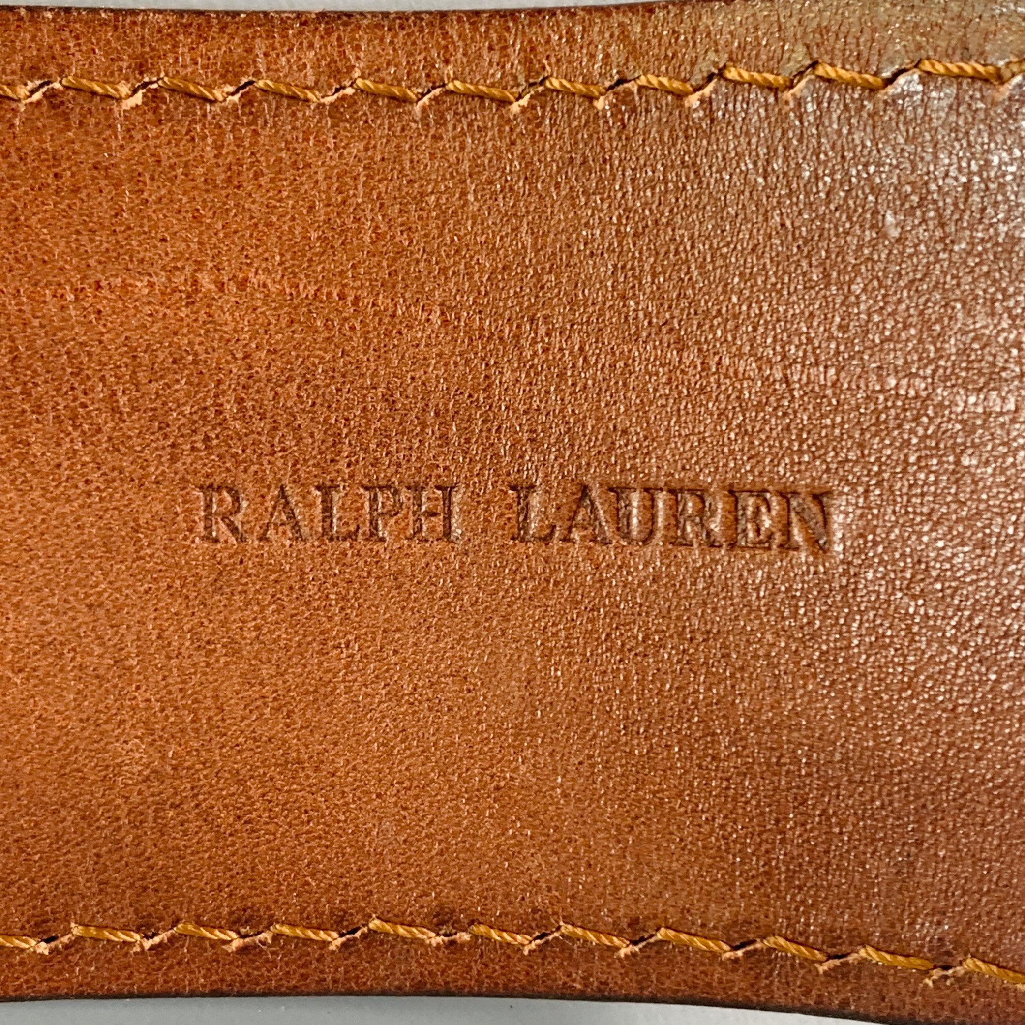 RALPH LAUREN Size M Beige Turquoise Brown Leather Beaded Belt For Sale 6
