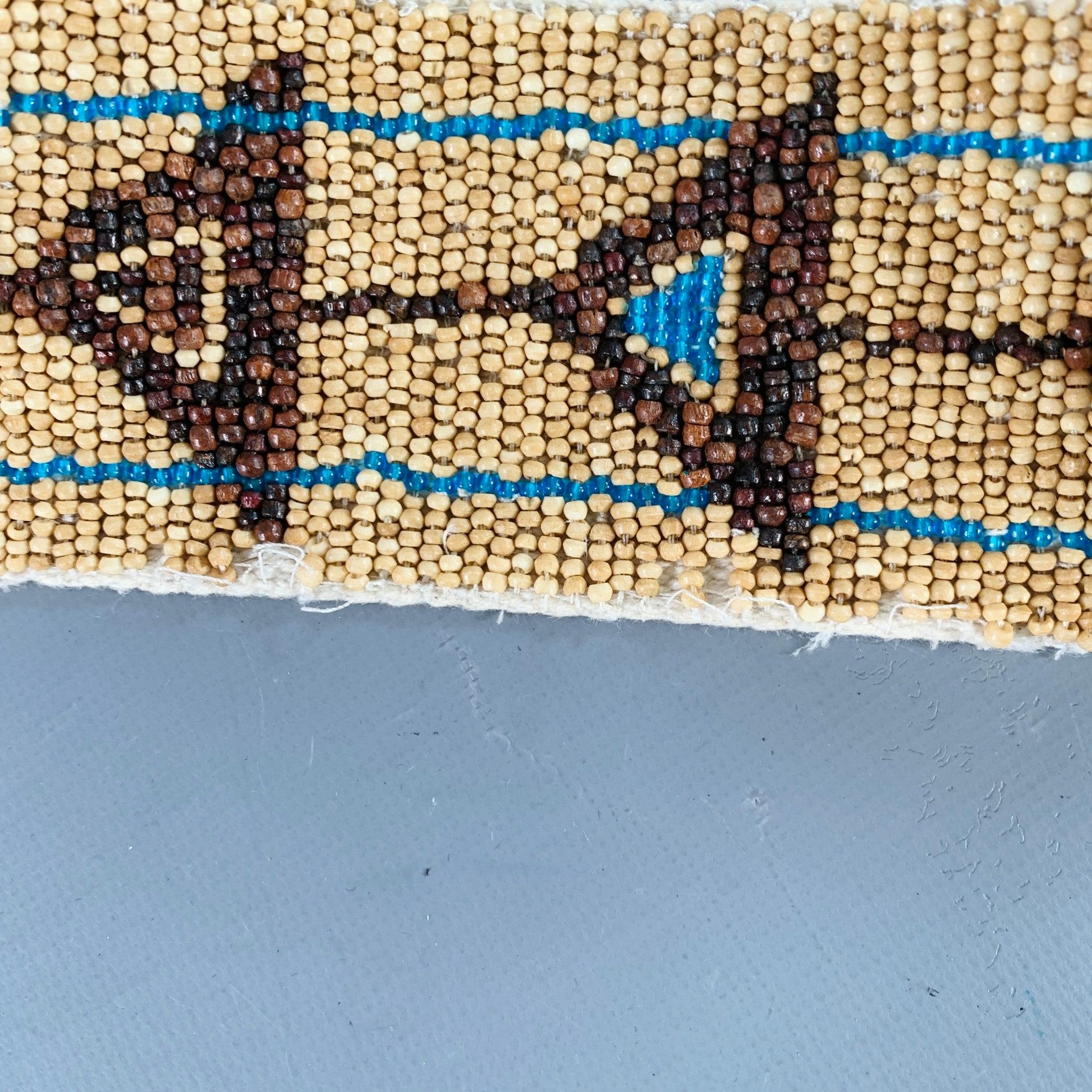 RALPH LAUREN Size M Beige Turquoise Brown Leather Beaded Belt For Sale 1