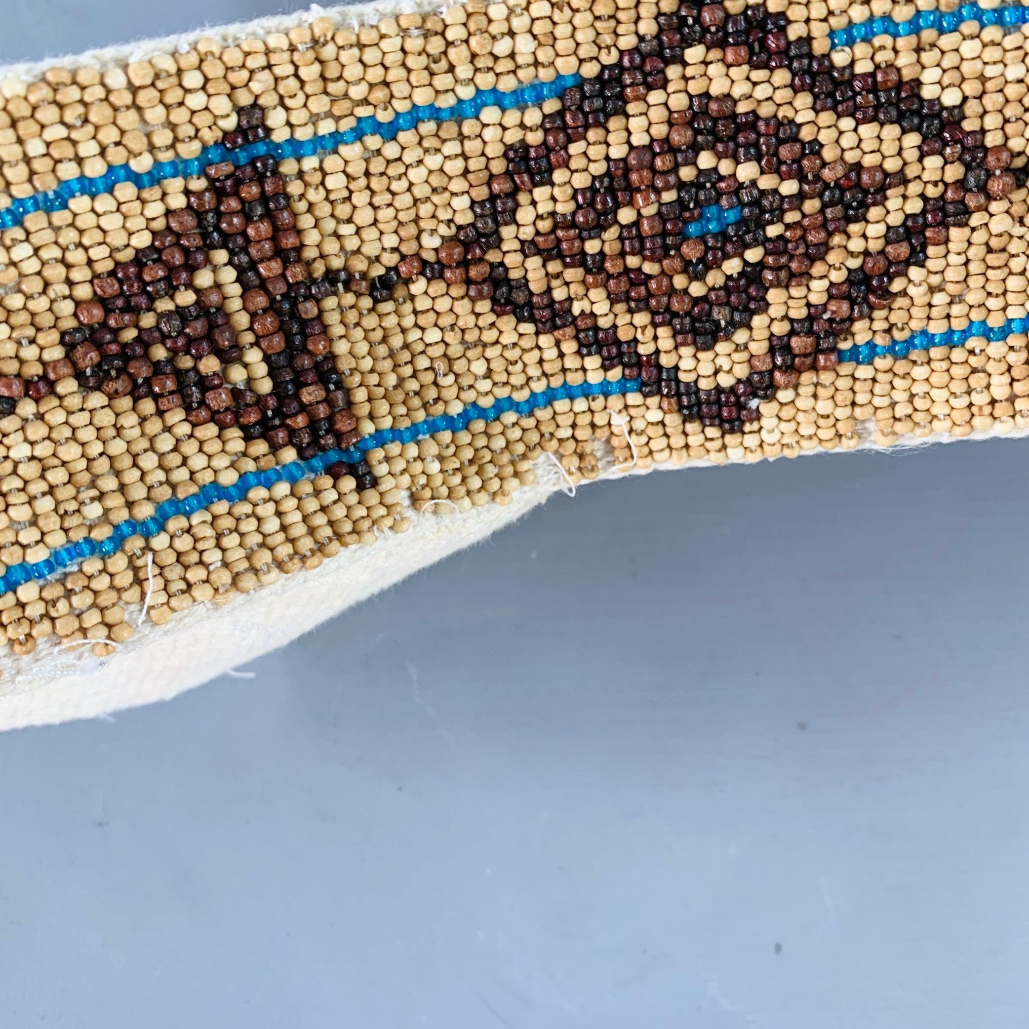 RALPH LAUREN Size M Beige Turquoise Brown Leather Beaded Belt For Sale 3