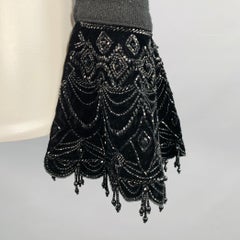 RALPH LAUREN Size M Black Cashmere Beaded V-Neck Dress Top