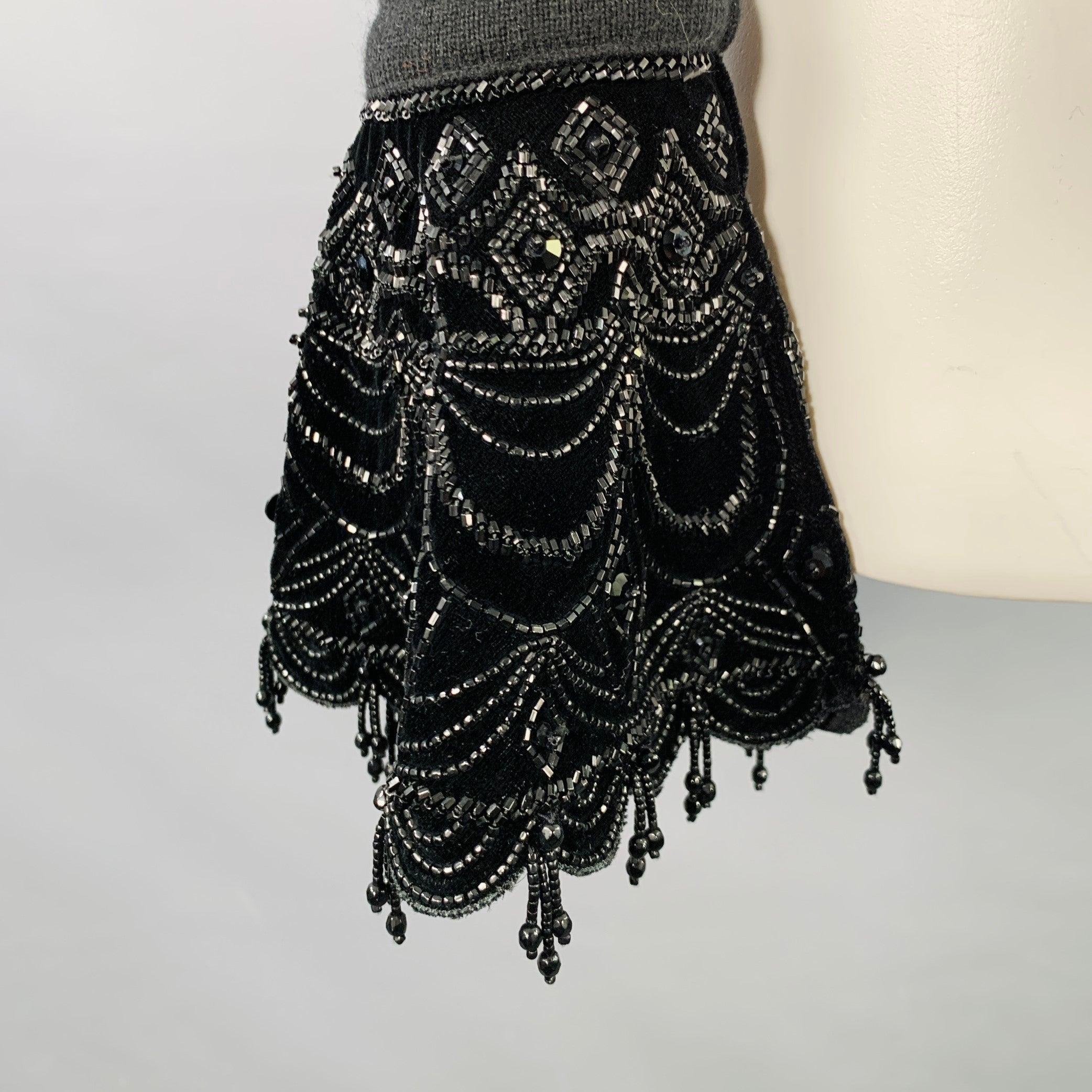 RALPH LAUREN Talla M Top de cachemira negro con cuentas y cuello en V Negro en venta