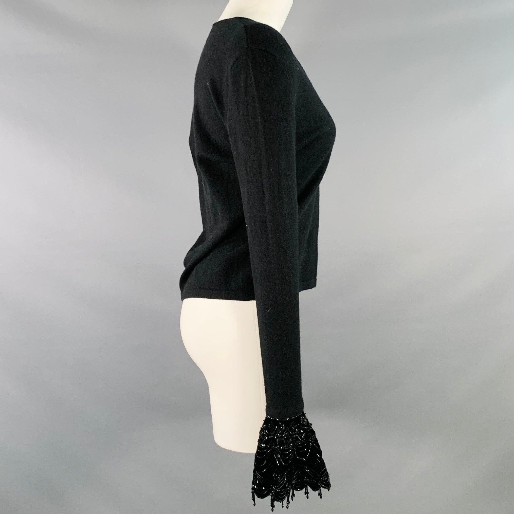 RALPH LAUREN Talla M Top de cachemira negro con cuentas y cuello en V en Bueno estado para la venta en San Francisco, CA