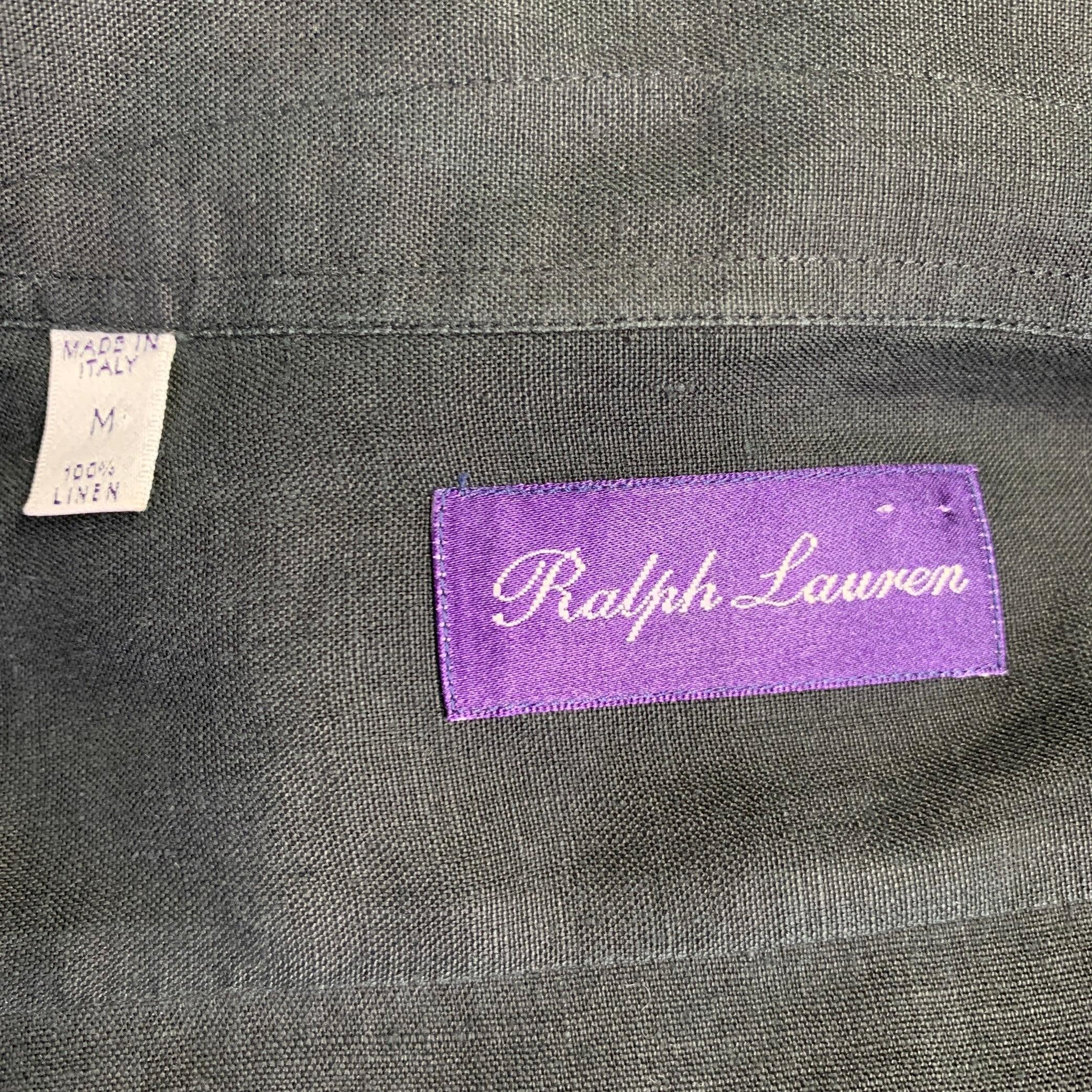 RALPH LAUREN Camicia a maniche lunghe in lino nero taglia M In condizioni ottime in vendita a San Francisco, CA
