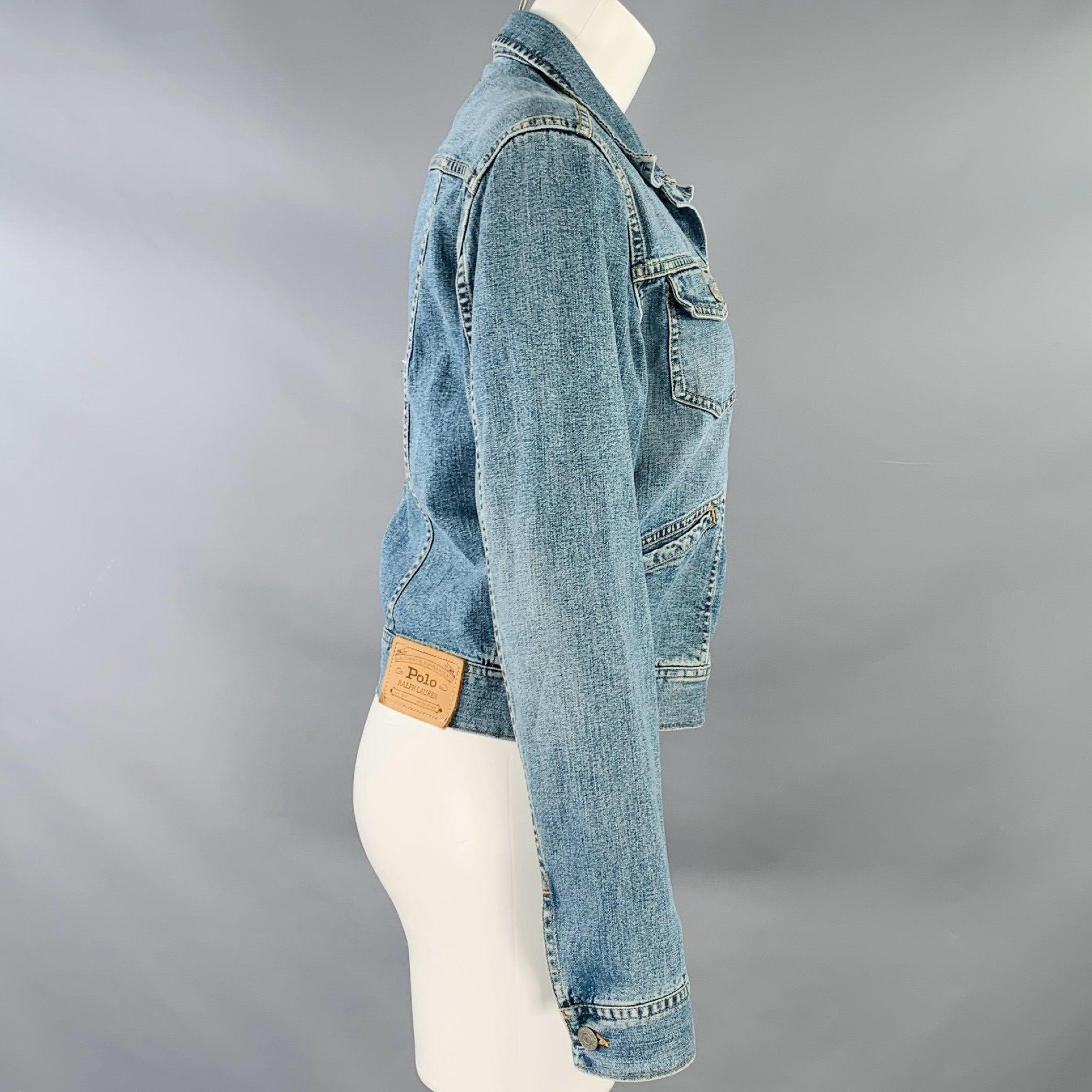 Gray RALPH LAUREN Size M Blue Cotton Blend Denim Jacket For Sale