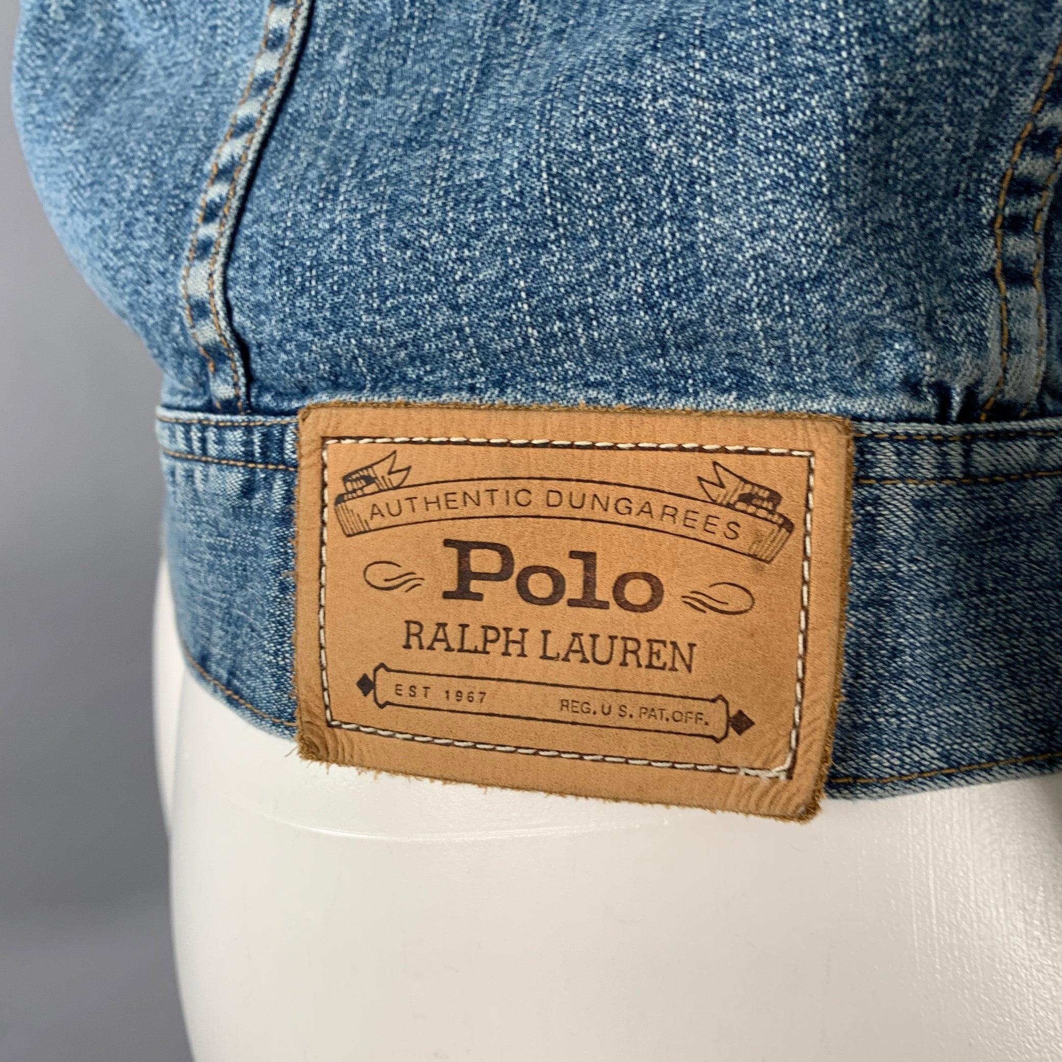 RALPH LAUREN Size M Blue Cotton Blend Denim Jacket In Excellent Condition For Sale In San Francisco, CA