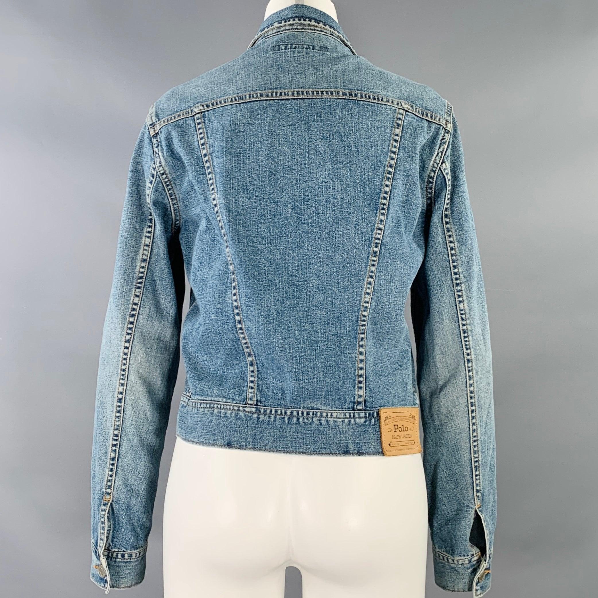 Women's RALPH LAUREN Size M Blue Cotton Blend Denim Jacket For Sale