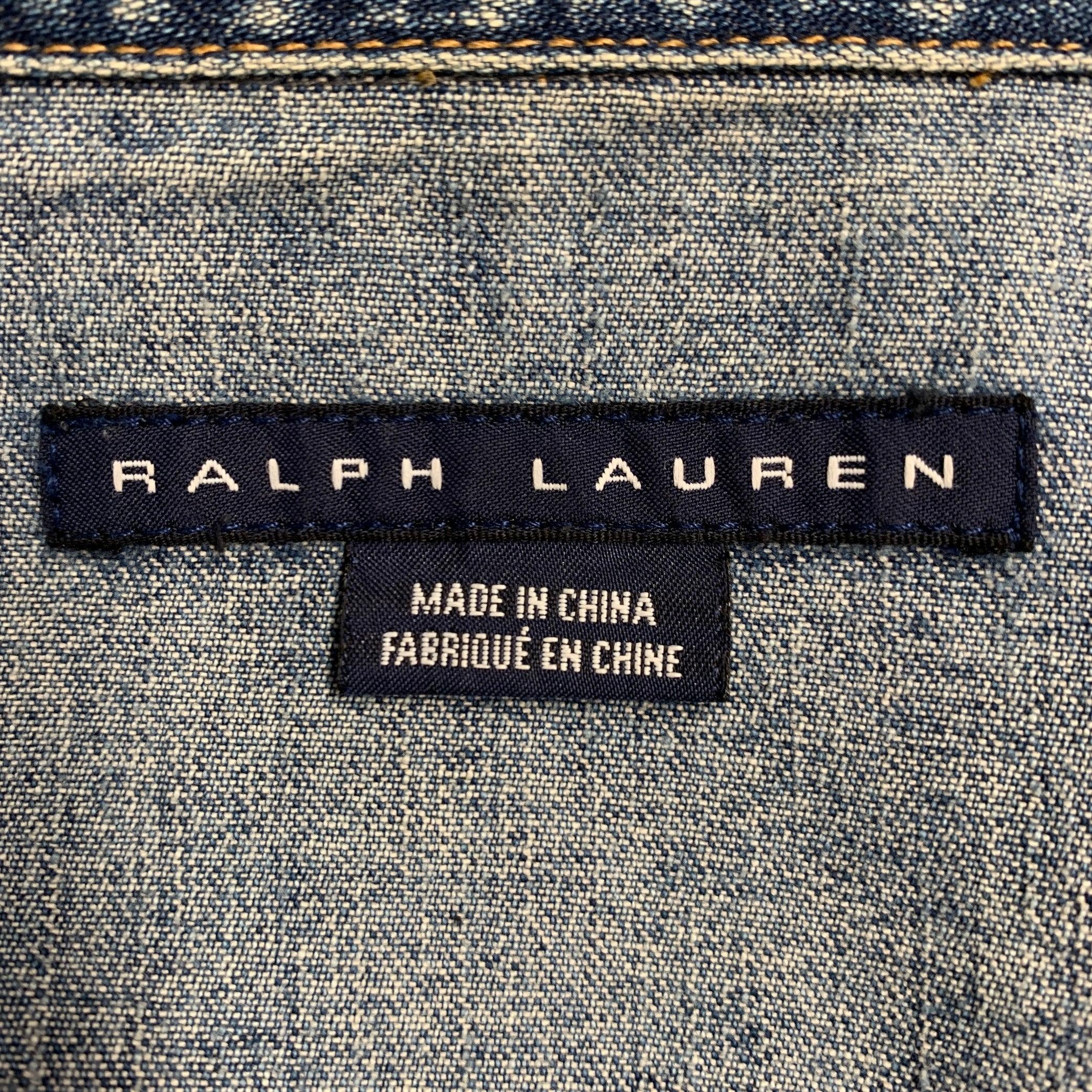 RALPH LAUREN Size M Blue Cotton Blend Denim Jacket For Sale 1