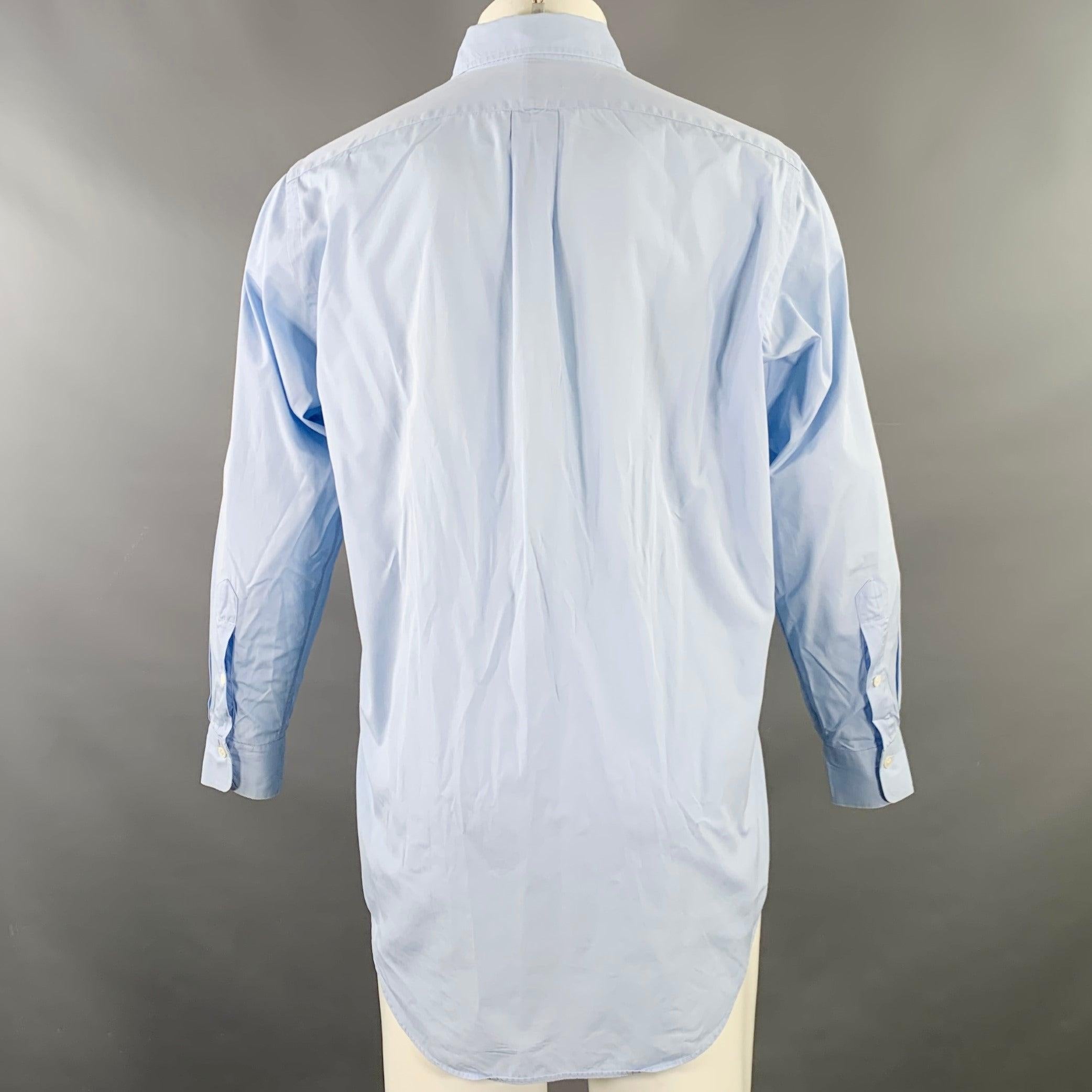 RALPH LAUREN Size M Blue Cotton Button Down Collar Long Sleeve Shirt In Excellent Condition For Sale In San Francisco, CA