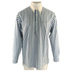 RALPH LAUREN Polo in cotone a righe blu e verde, maniche lunghe, taglia M