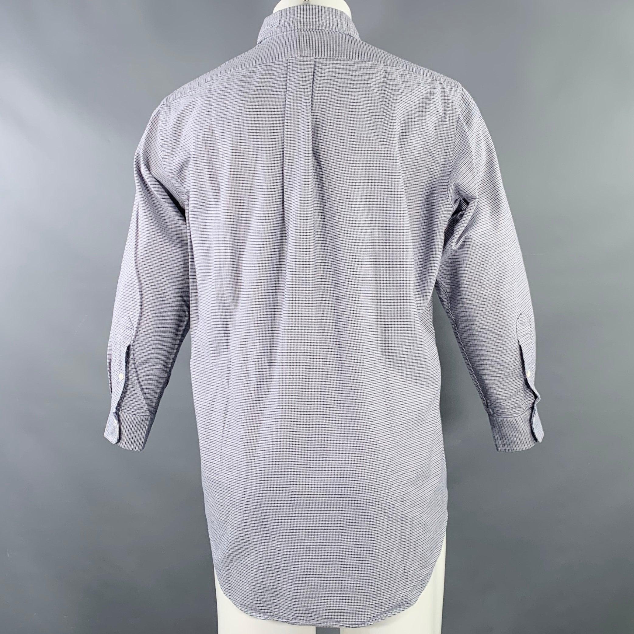 RALPH LAUREN Size M Blue Red Woven Cotton One Pocket Long Sleeve Shirt In Excellent Condition For Sale In San Francisco, CA