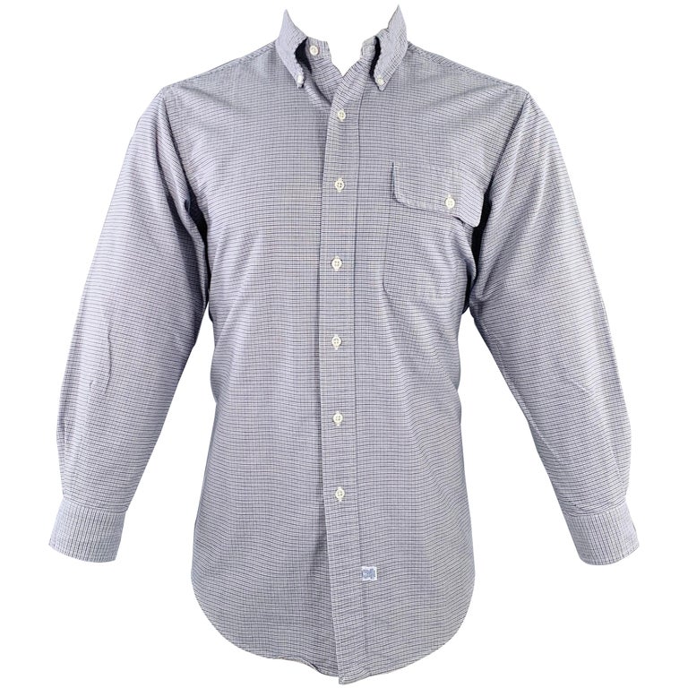 RALPH LAUREN Size M Blue Red Woven Cotton One Pocket Long Sleeve