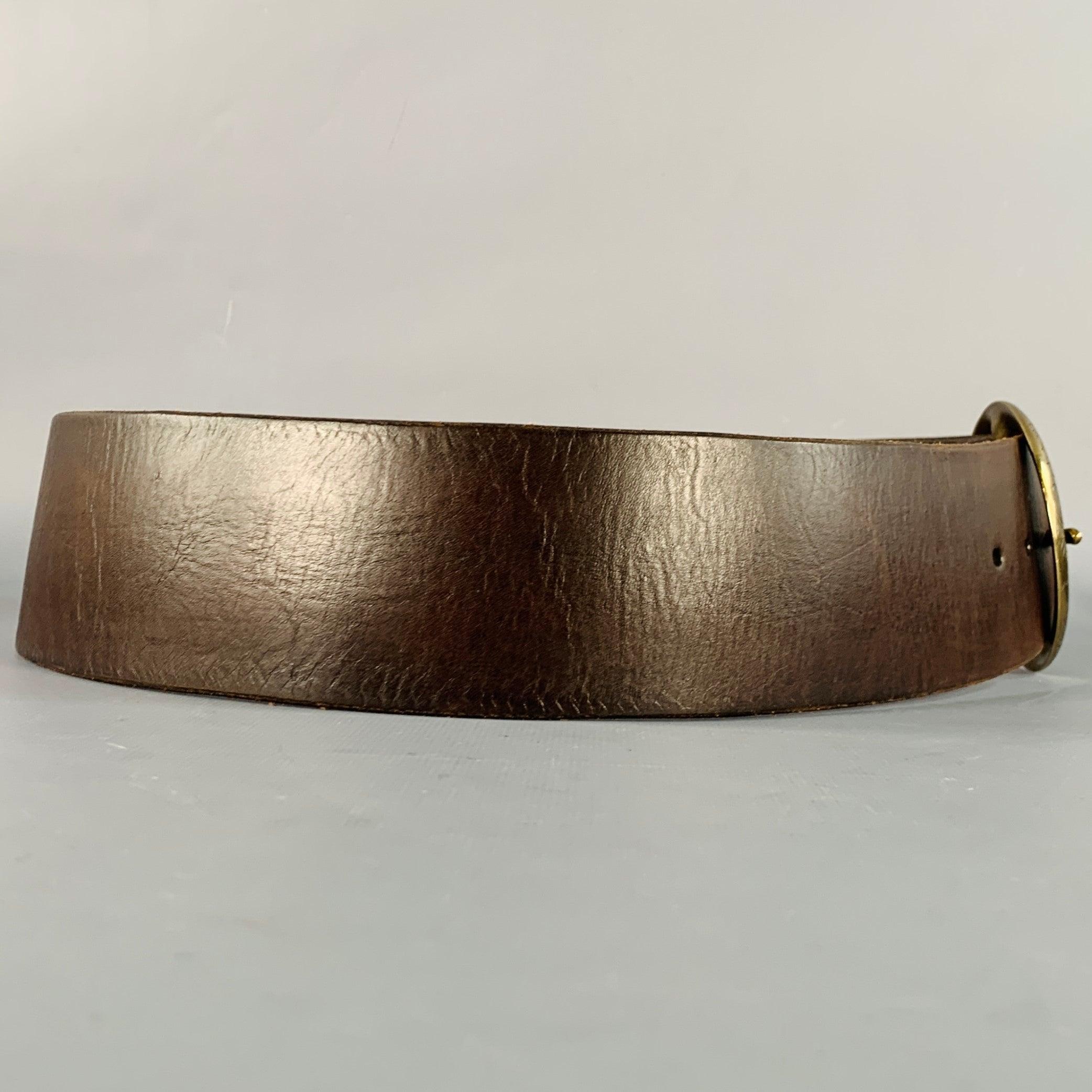 RALPH LAUREN Breiter Ledergürtel Größe M Braun Messing im Zustand „Gut“ im Angebot in San Francisco, CA