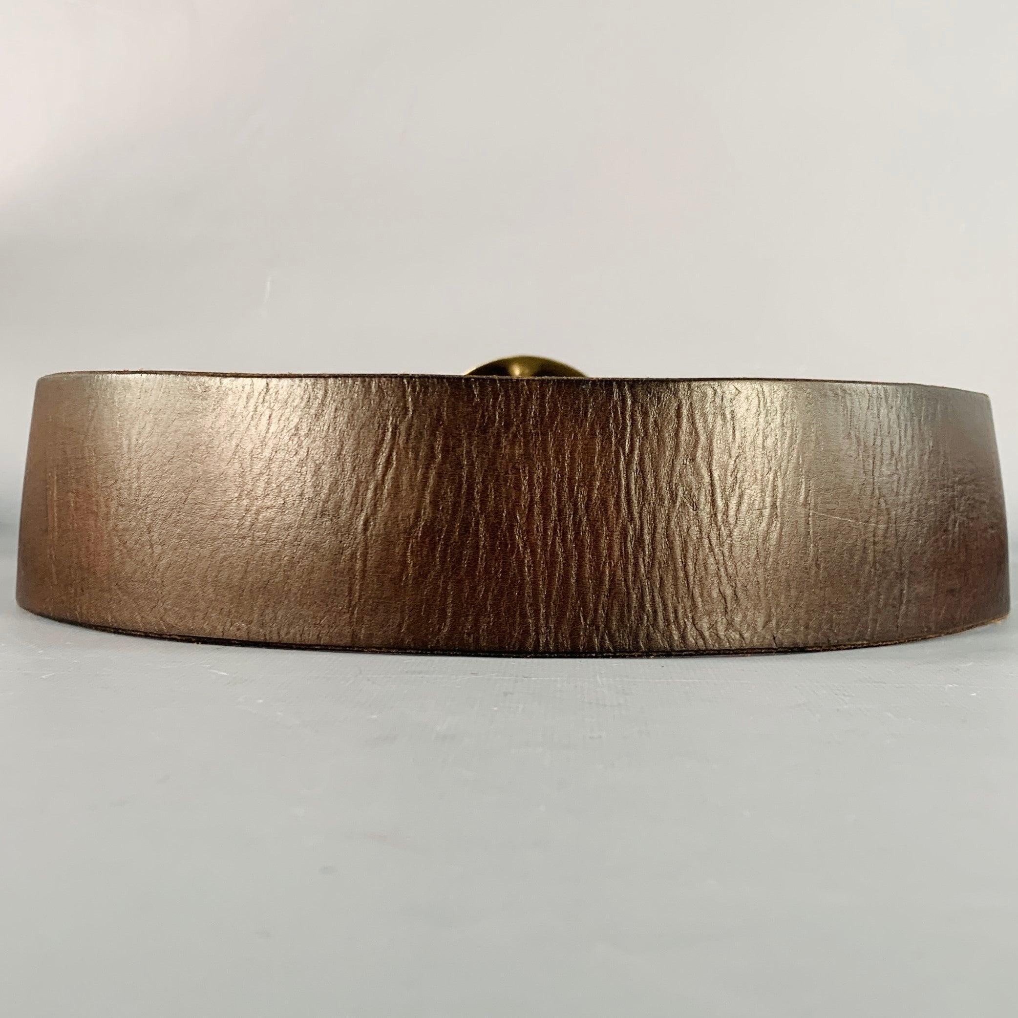 RALPH LAUREN Breiter Ledergürtel Größe M Braun Messing Damen im Angebot