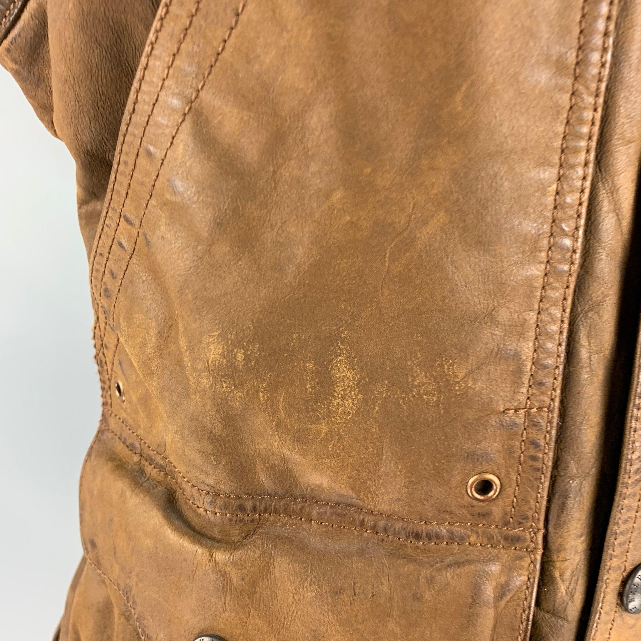 RALPH LAUREN Size M Brown Leather Vest For Sale 1