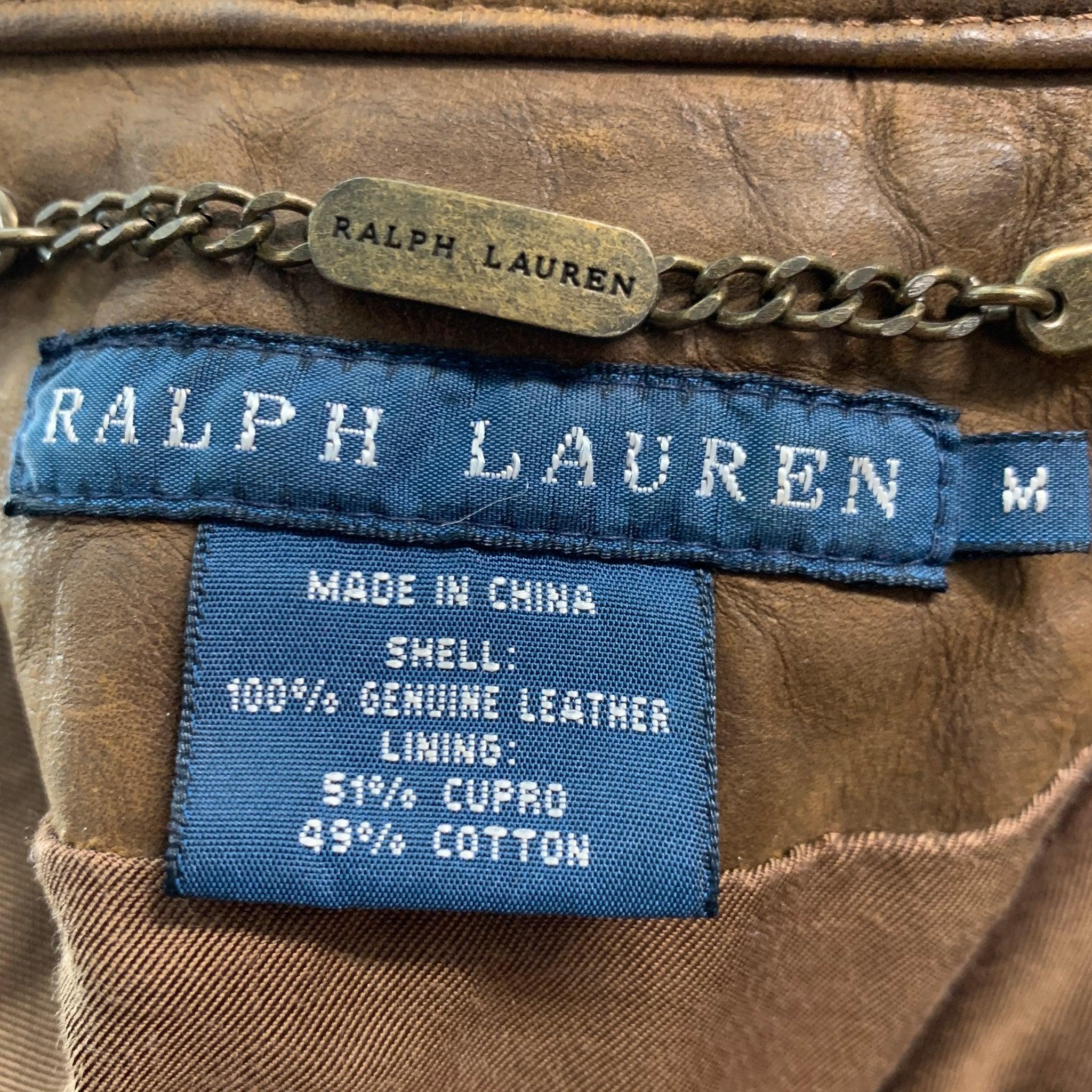 RALPH LAUREN Size M Brown Leather Vest For Sale 4