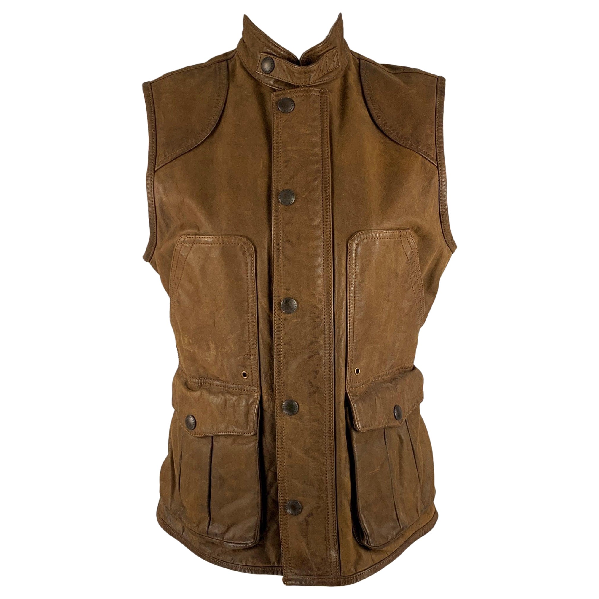 RALPH LAUREN Size M Brown Leather Vest