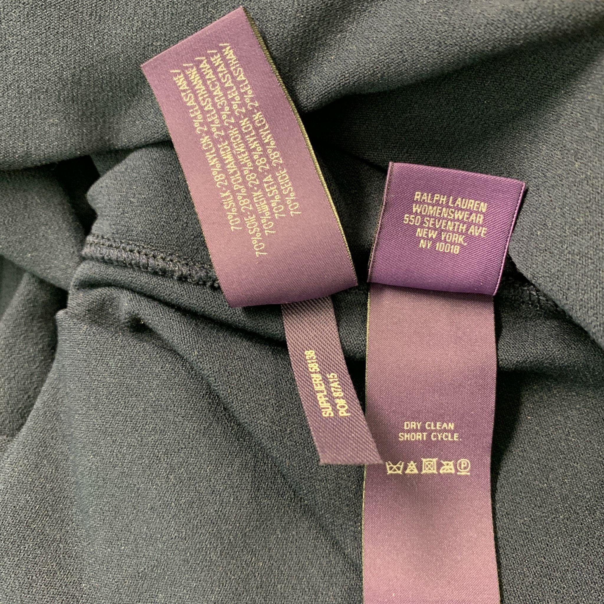 RALPH LAUREN Size M Cream and  Navy Silk Blend Color Block Pullover 2