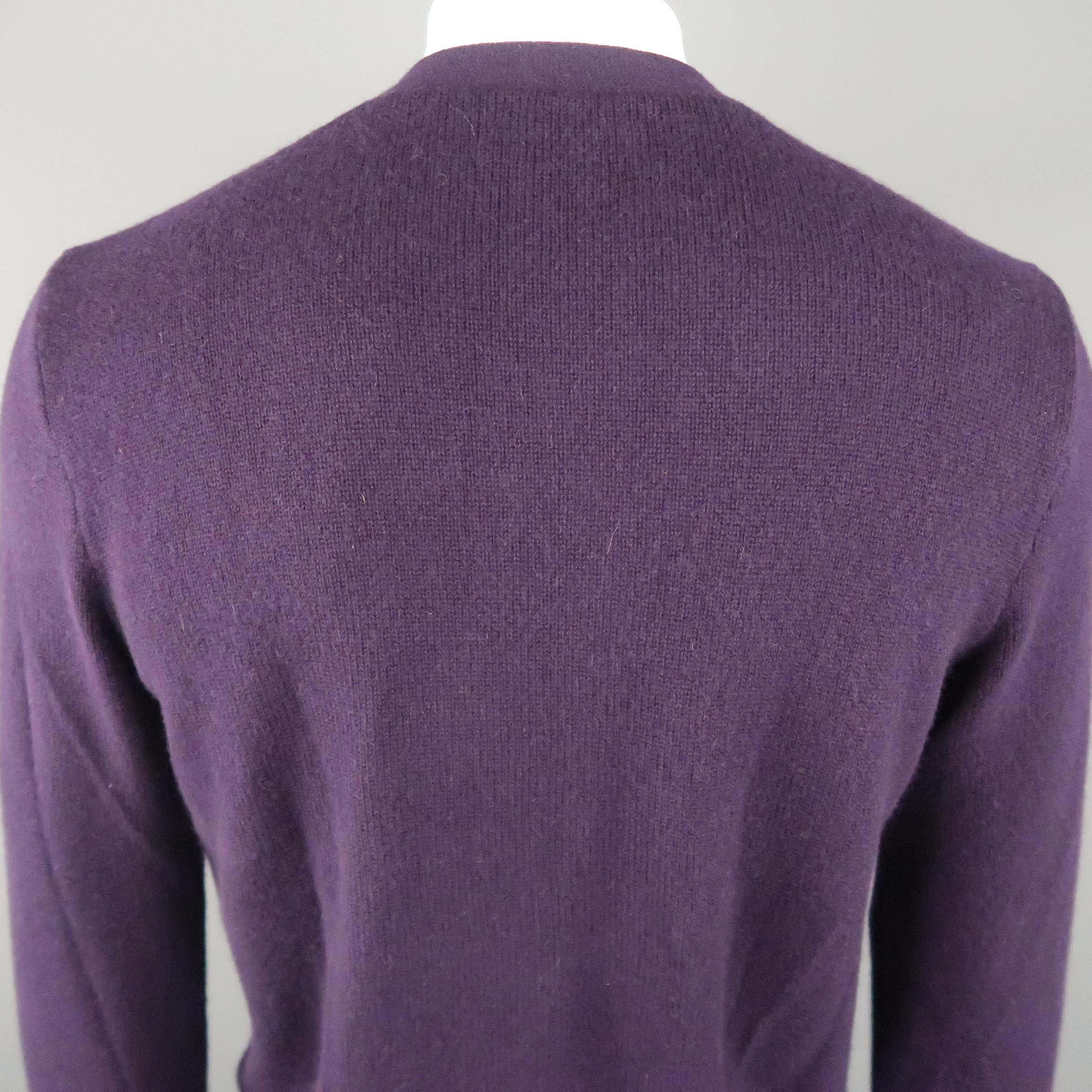 Men's RALPH LAUREN Size M Eggplant Knitted Cashmere Cardigan Sweater