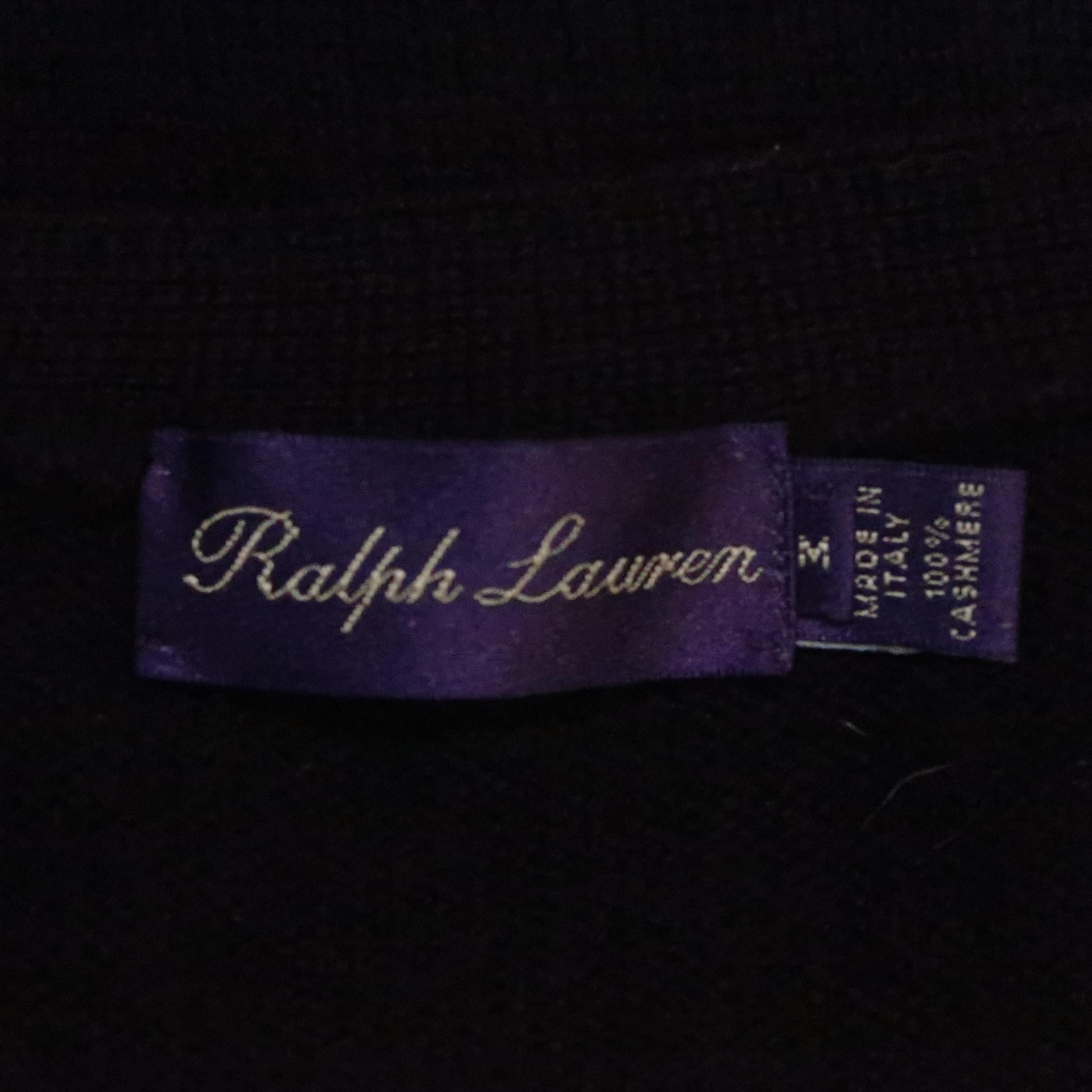 RALPH LAUREN Size M Eggplant Knitted Cashmere Cardigan Sweater 2