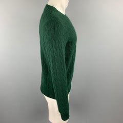RALPH LAUREN Size M Forest Green Cable Knit Cashmere Crew-Neck Sweater