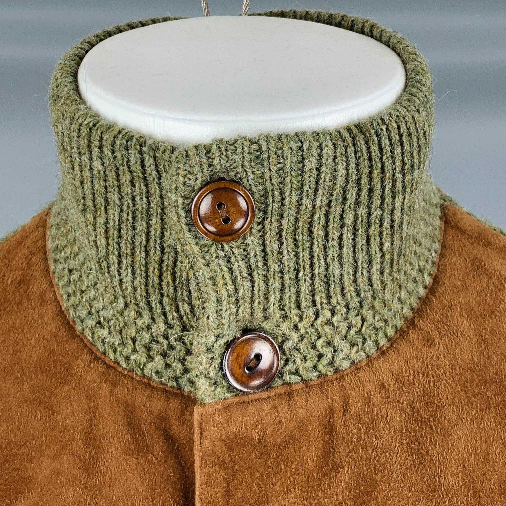 RALPH LAUREN Size M Green Brown Wool Suede Jacket For Sale 1