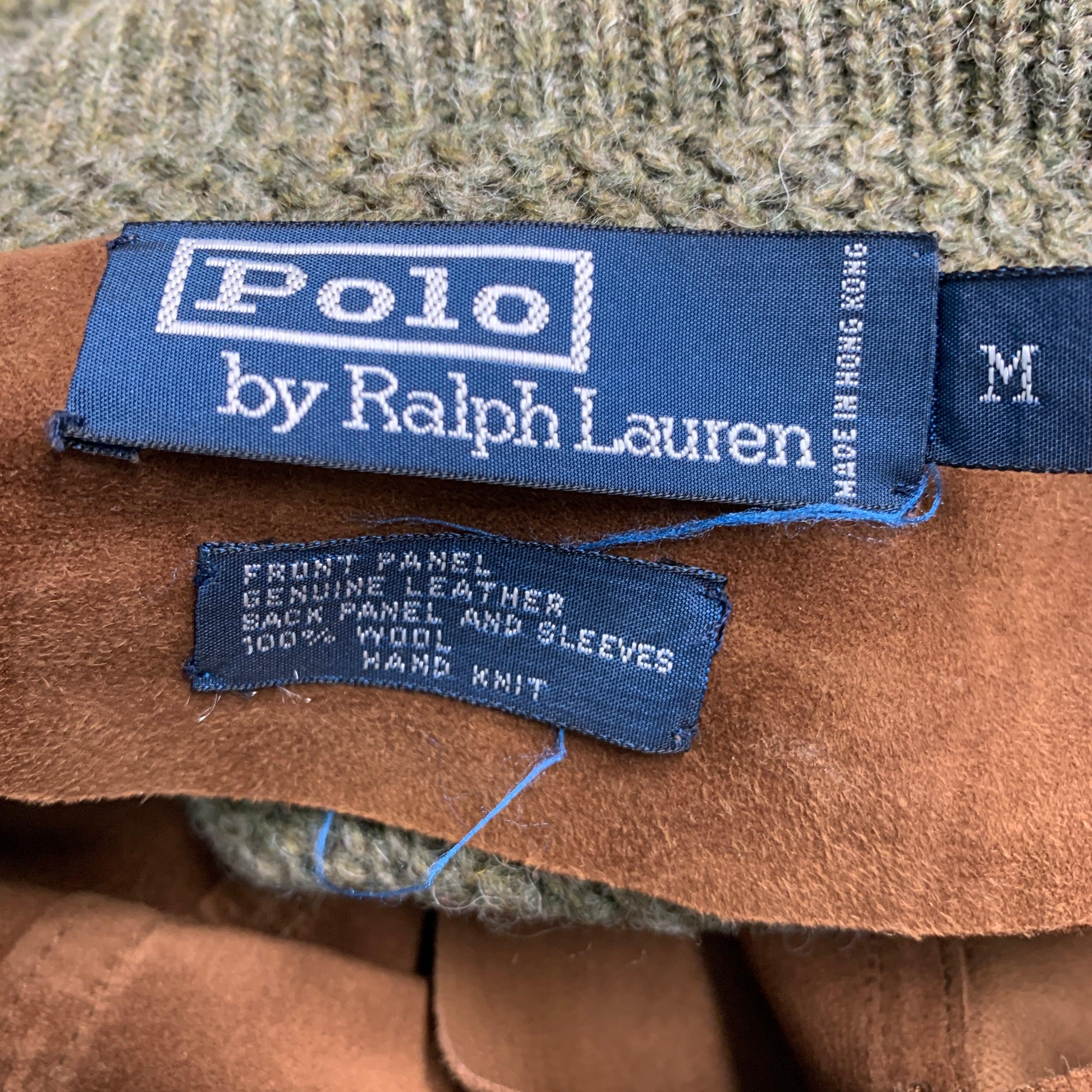 RALPH LAUREN Size M Green Brown Wool Suede Jacket For Sale 2