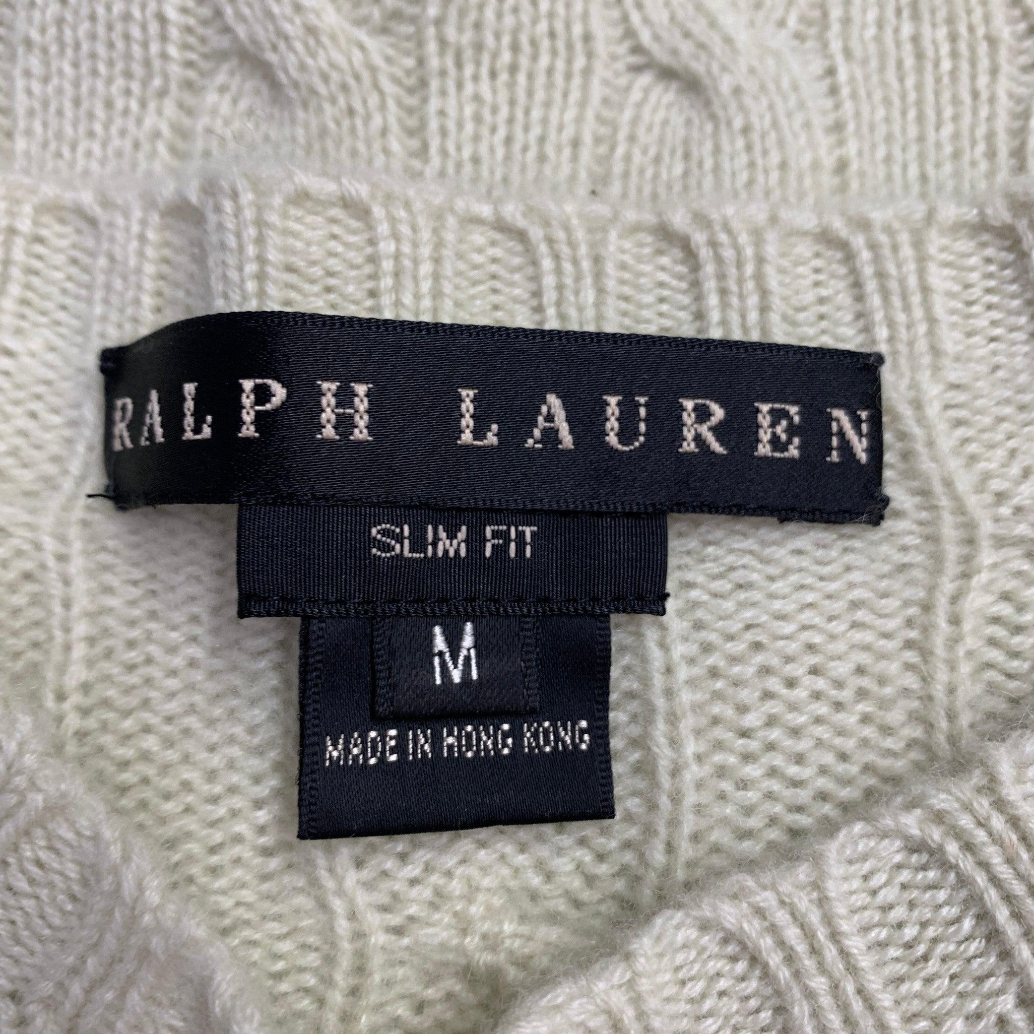 RALPH LAUREN Size M Green Chartreuse Cashmere Cable Knit Pullover For Sale 1