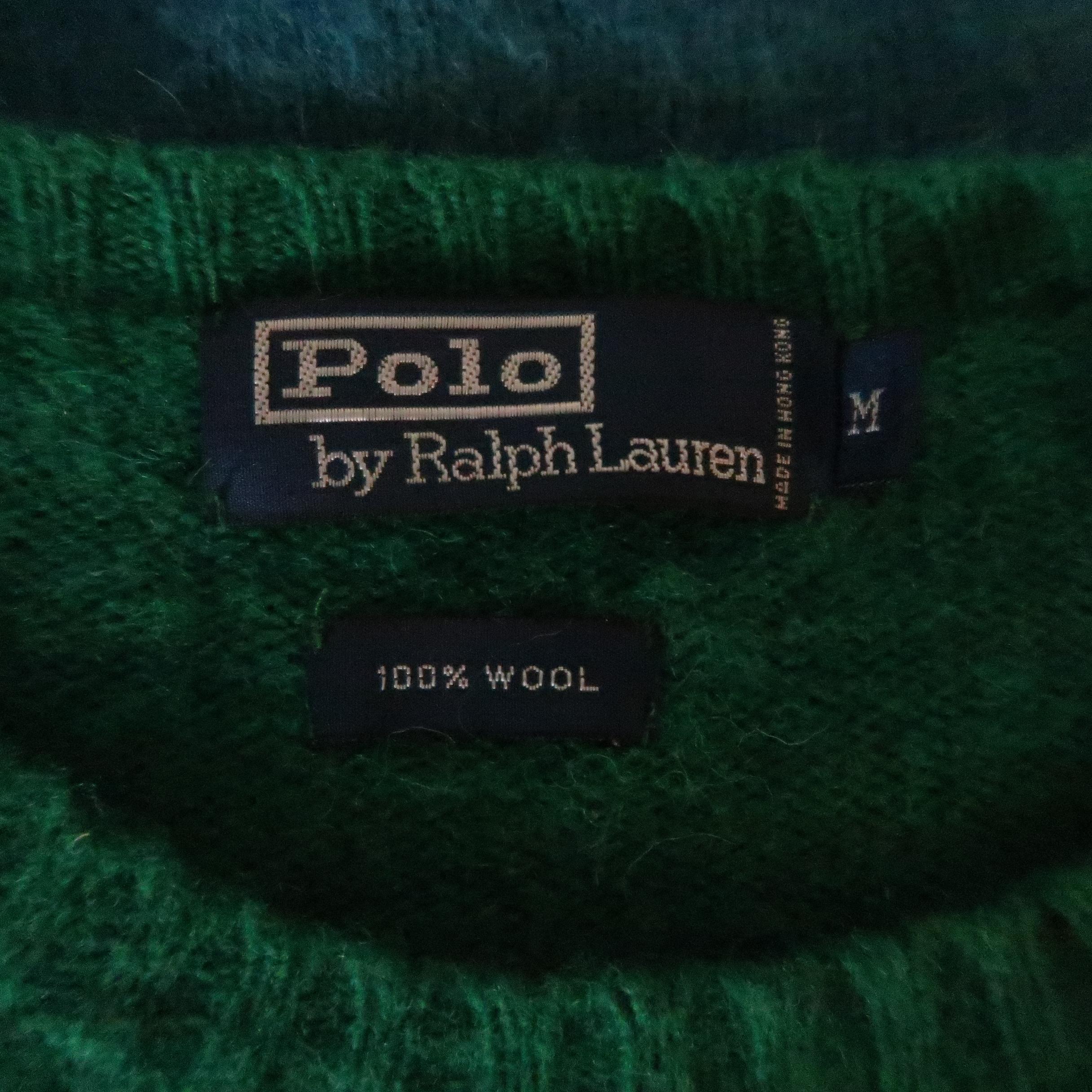 RALPH LAUREN Size M Green Multi-Color Stripe Wool Pullover Sweater 2