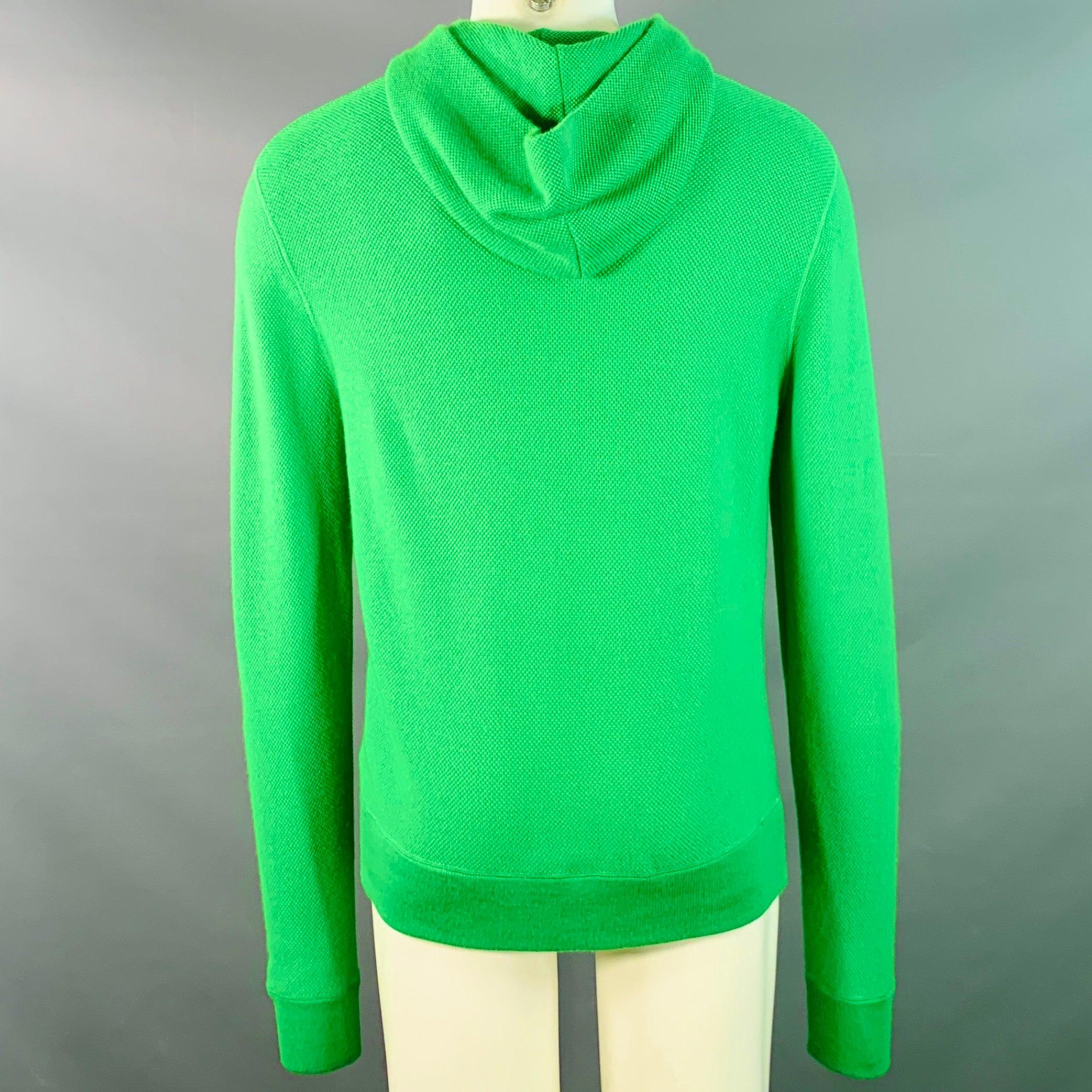 RALPH LAUREN Size M Green Waffle Knit Cashmere Silk Hoodie Sweater Bon état - En vente à San Francisco, CA