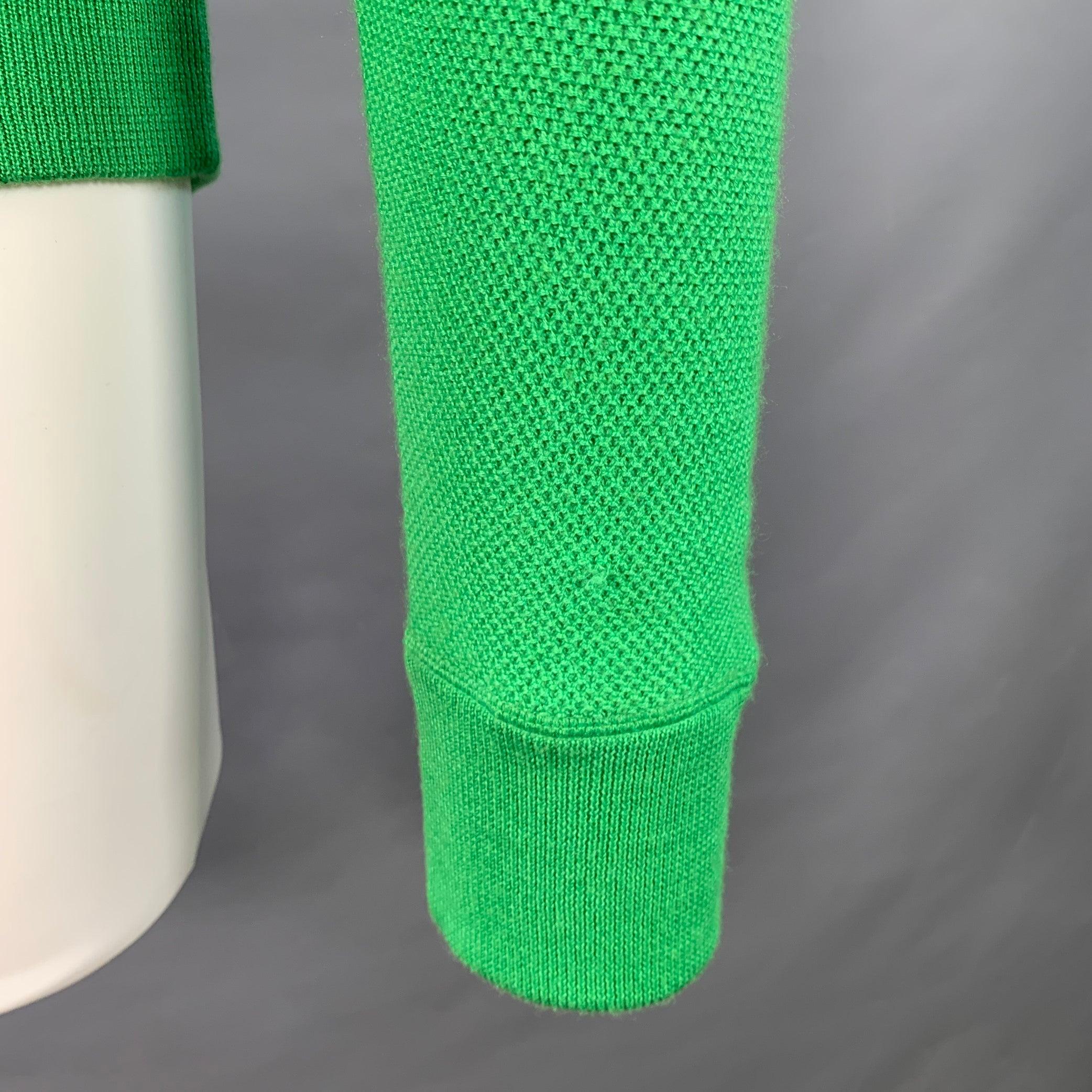 RALPH LAUREN Size M Green Waffle Knit Cashmere Silk Hoodie Sweater en vente 2