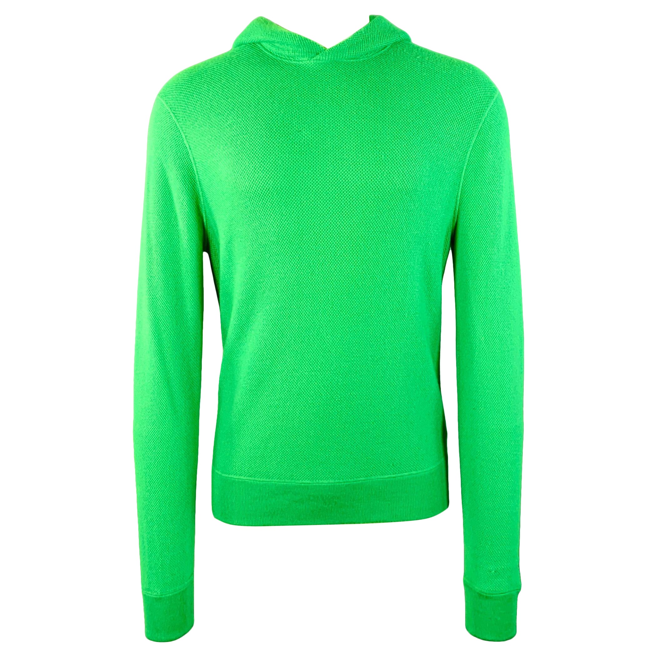 RALPH LAUREN Size M Green Waffle Knit Cashmere Silk Hoodie Sweater