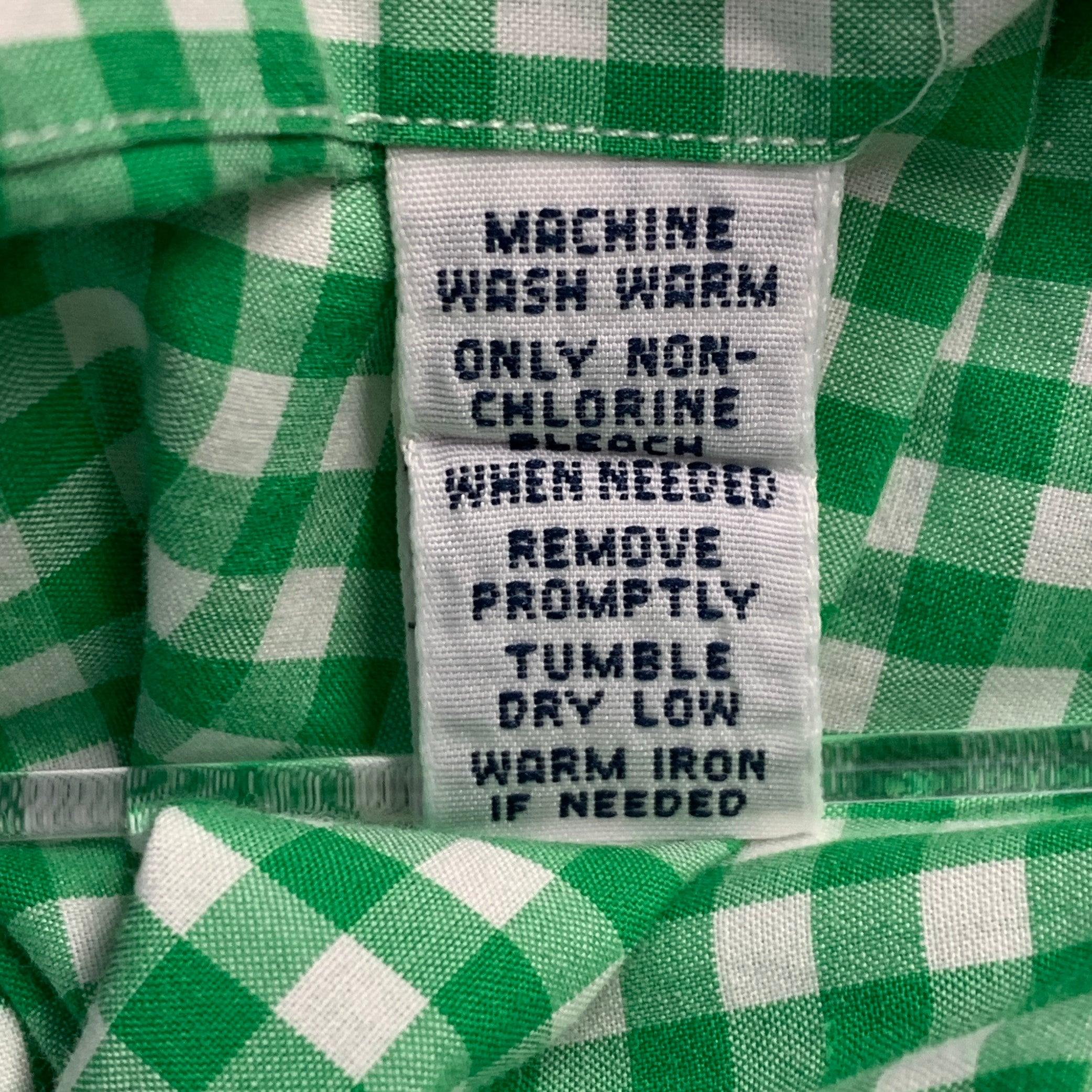RALPH LAUREN Size M Green White Gingham Cotton Button Down Long Sleeve Shirt For Sale 2