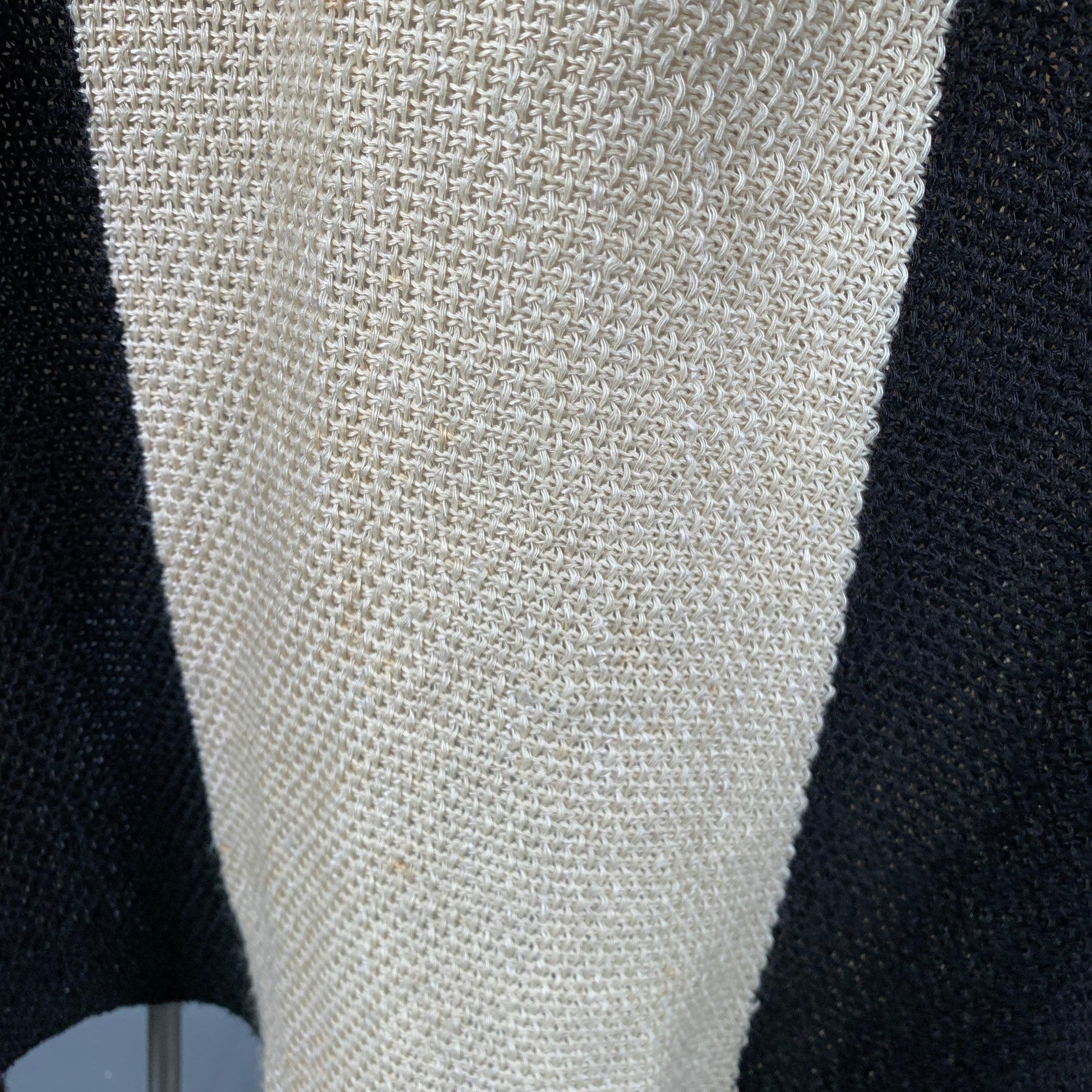 RALPH LAUREN Größe M/L Schwarz Beige Leinen Seide Color Block Strickjacke im Zustand „Gut“ im Angebot in San Francisco, CA