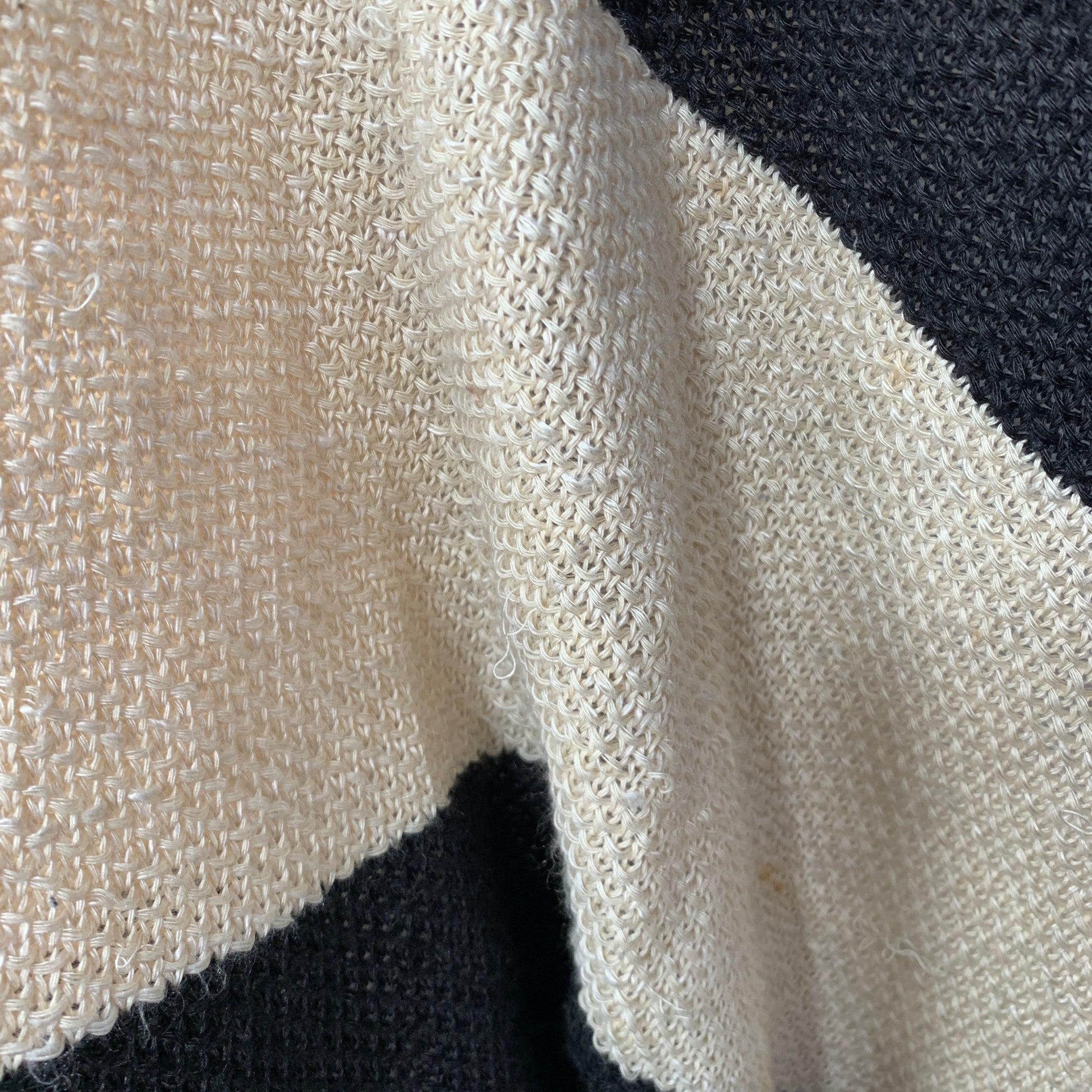 RALPH LAUREN Size M/L Black Beige Linen Silk Color Block Cardigan en vente 4