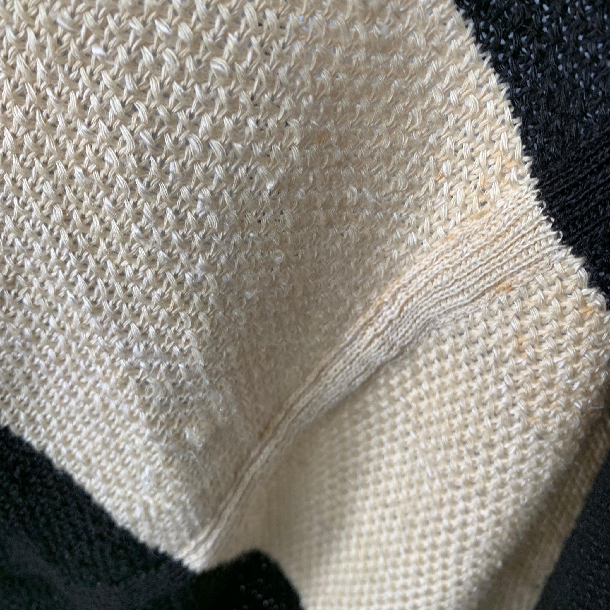 RALPH LAUREN Size M/L Black Beige Linen Silk Color Block Cardigan en vente 5