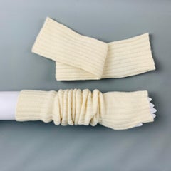 RALPH LAUREN Size M L Cream Knitted Cashmere Gloves