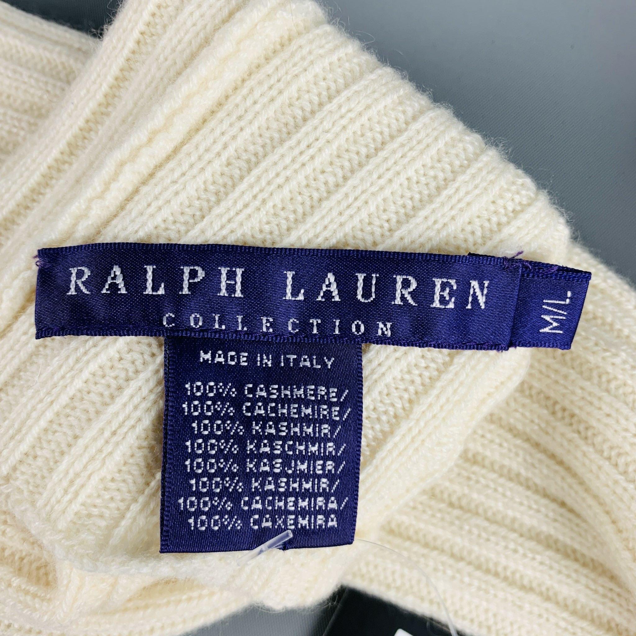 RALPH LAUREN Cremefarbene gestrickte Kaschmirhandschuhe, Größe M L Herren im Angebot