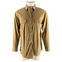 Used RALPH LAUREN Size M Natural Solid Leather Button Up Long Sleeve Shirt