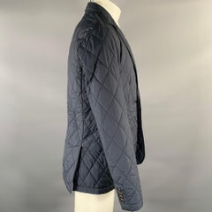 RALPH LAUREN Size M Navy Quilted Polyester Notch Lapel Jacket