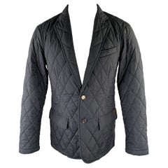 RALPH LAUREN Size M Navy Quilted Polyester Notch Lapel Jacket