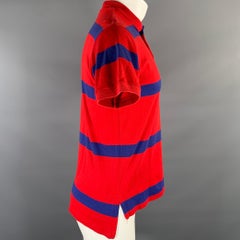 RALPH LAUREN Größe M Navy Rot Logo Baumwolle Mini Kragen Polo