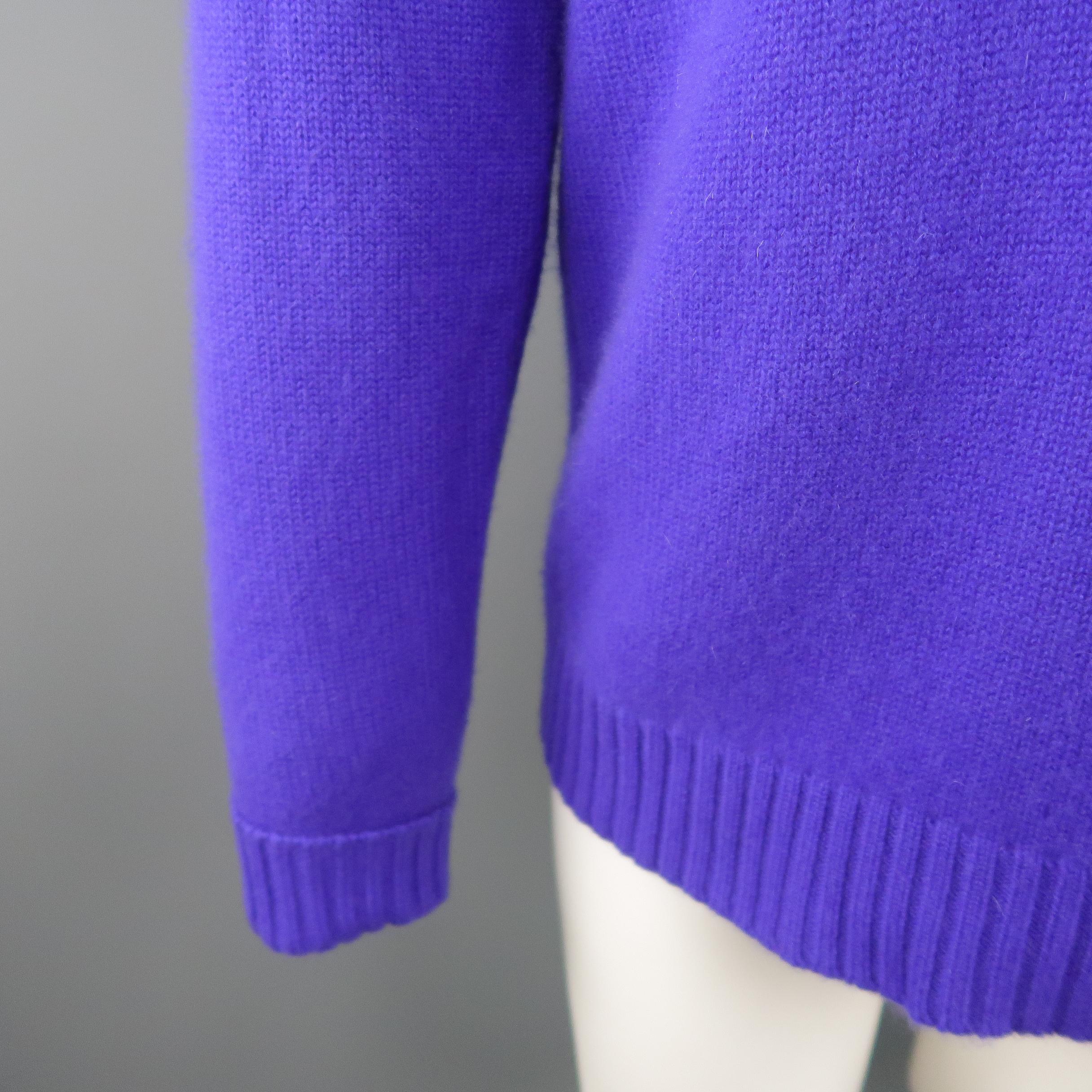 RALPH LAUREN Size M Purple Cashmere Shawl Collar Pullover Sweater In Excellent Condition In San Francisco, CA