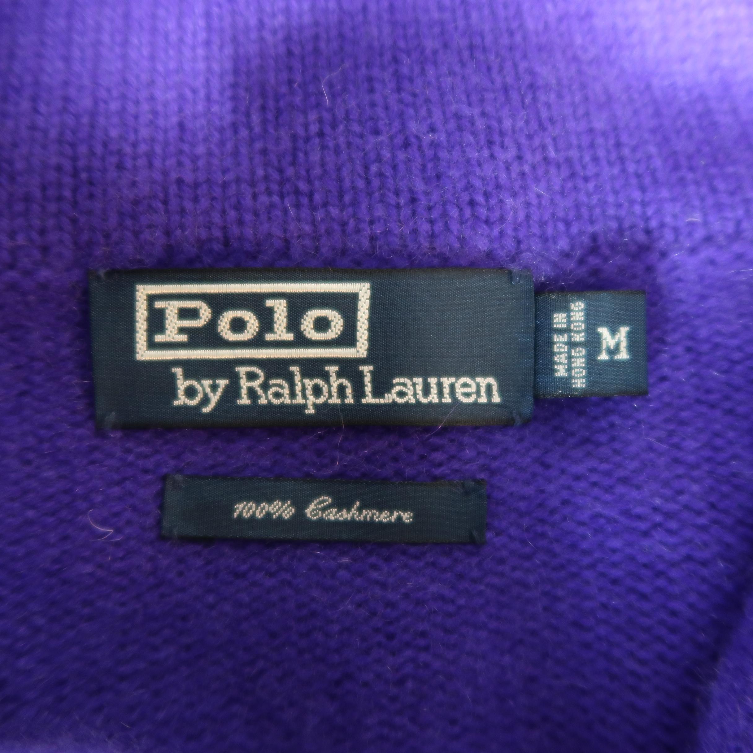 RALPH LAUREN Size M Purple Cashmere Shawl Collar Pullover Sweater 1