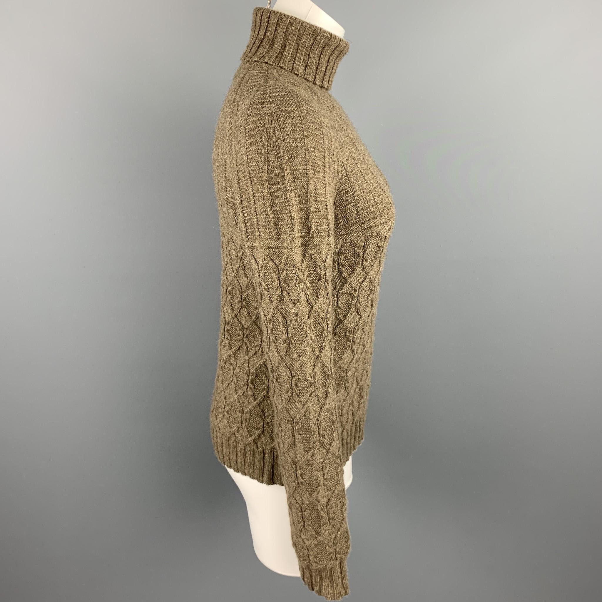 Brown RALPH LAUREN Size M Taupe Knitted Cashmere Turtleneck Pullover